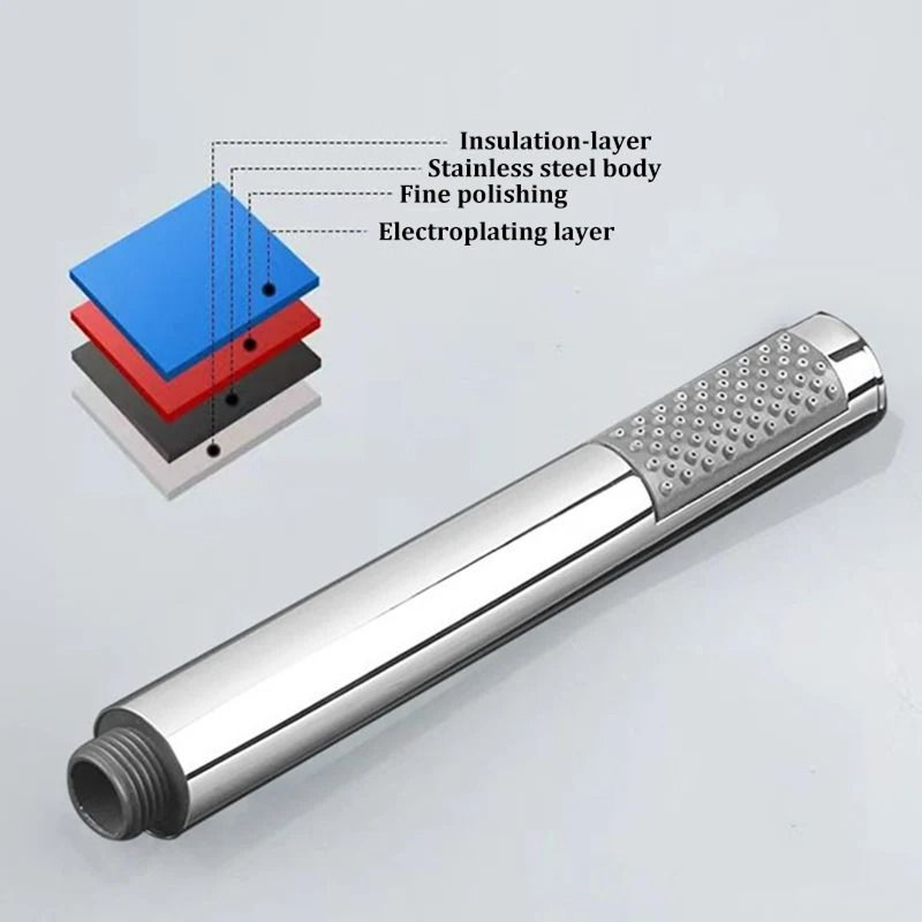 Handheld Cylindrical Stainless Steel Booster Shower Head  HighPressure Universal Bathroom Set 4