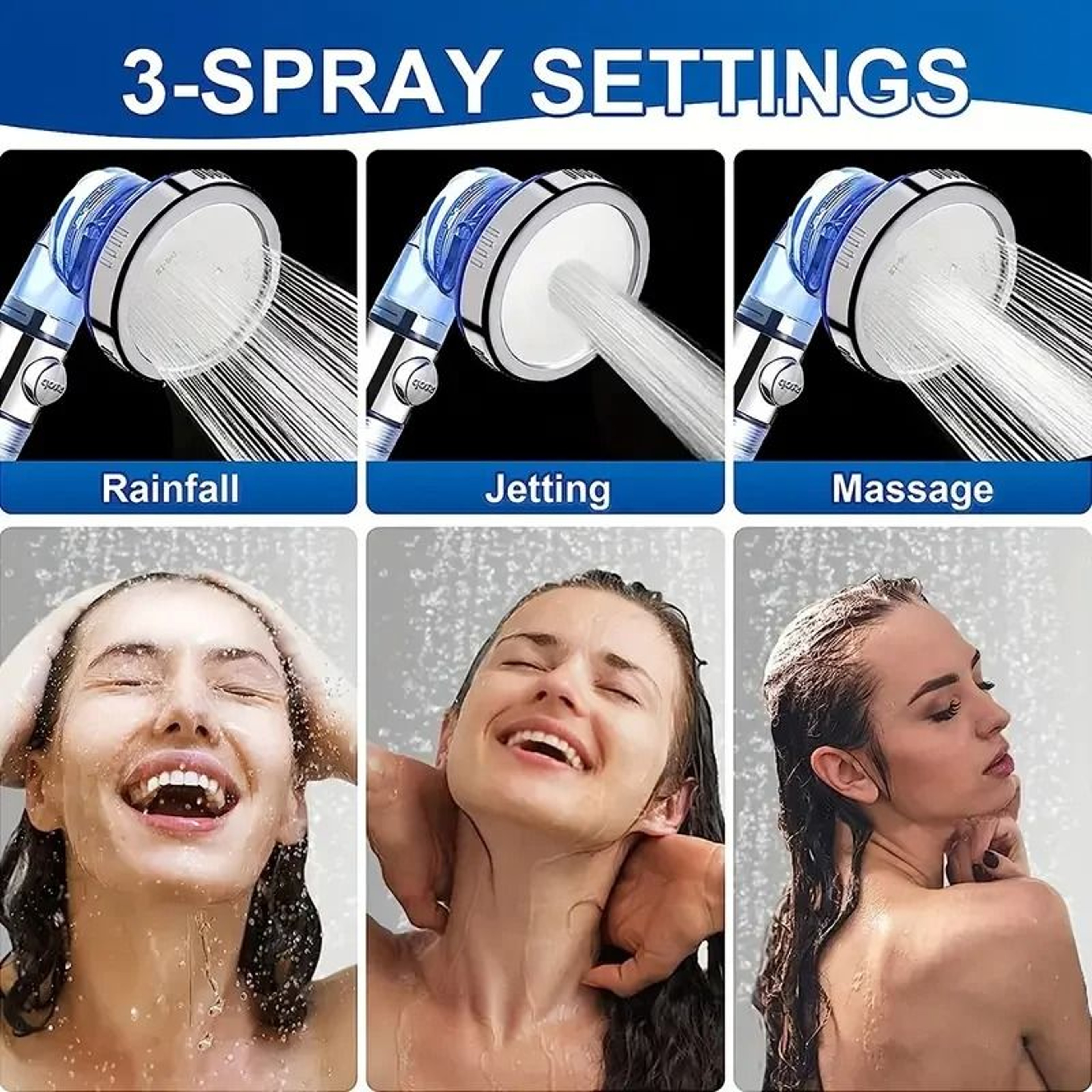 3Mode Negative Ion Booster Shower Head  Filtered WaterSaving Handheld With Pause Control 2