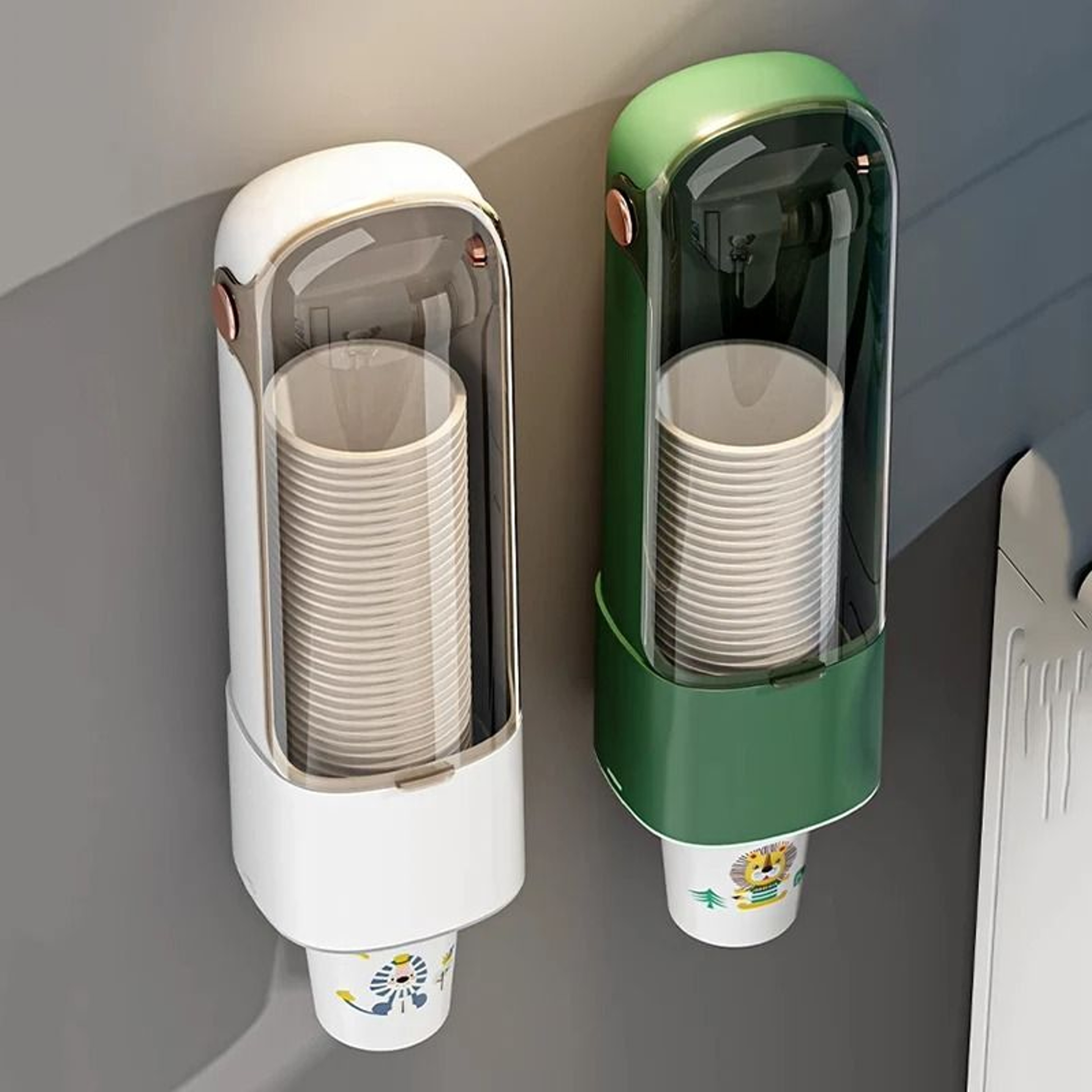 WallMounted NoDrill Cup Dispenser  Dustproof Household Paper Cup Storage Rack 0