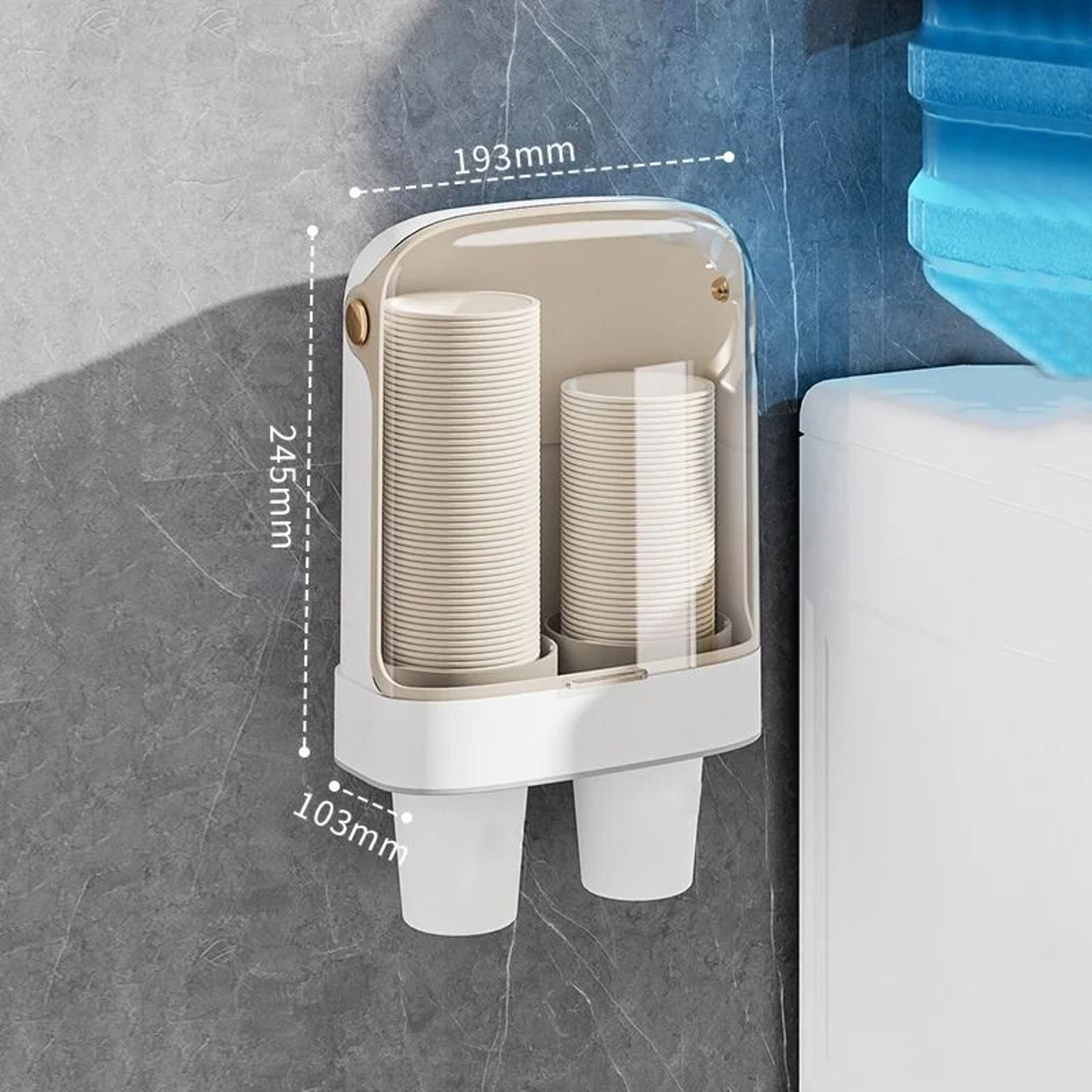 WallMounted NoDrill Cup Dispenser  Dustproof Household Paper Cup Storage Rack 9