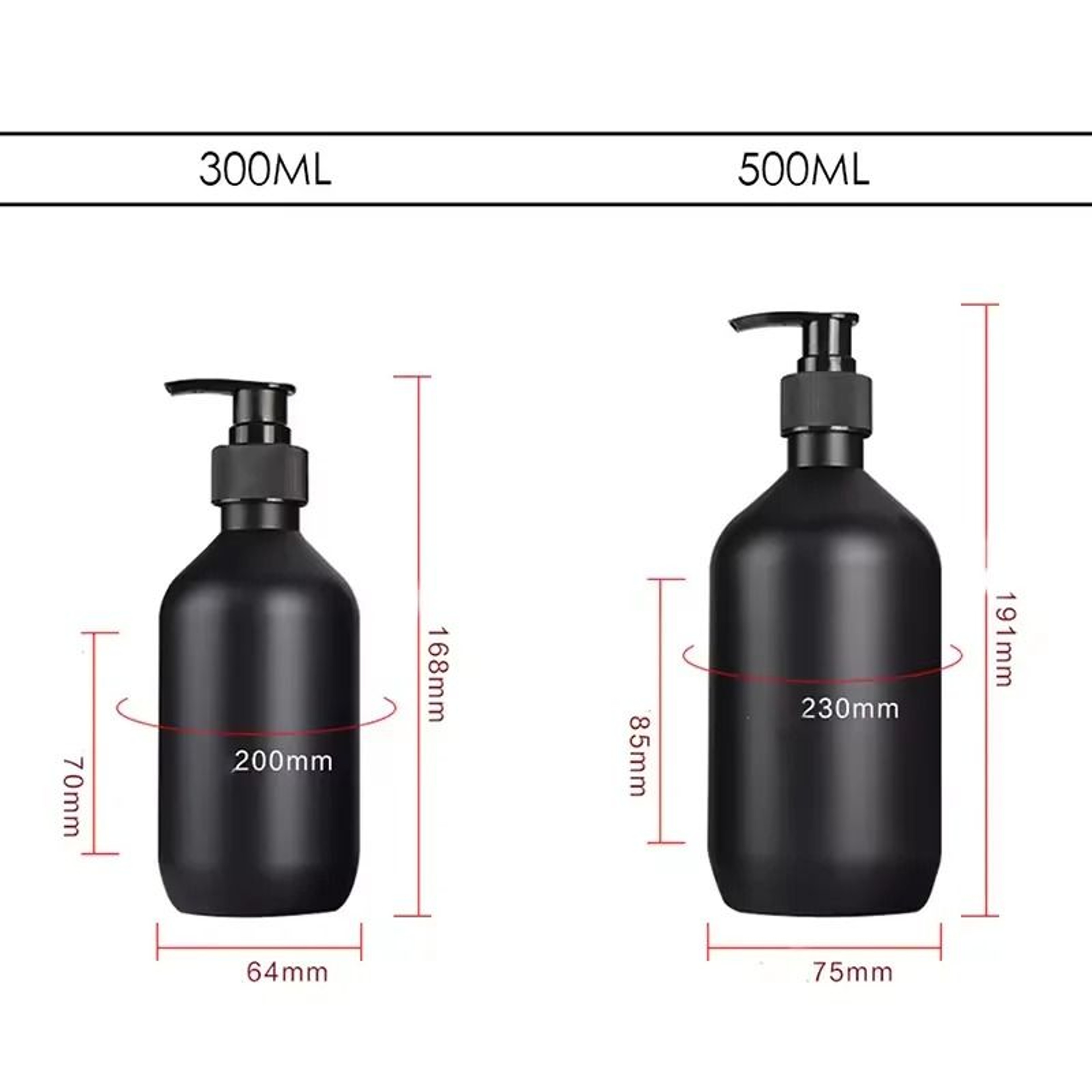 Matte Black Luxury Dispenser Set  300500ml Refillable Bathroom  Hotel Containers 5