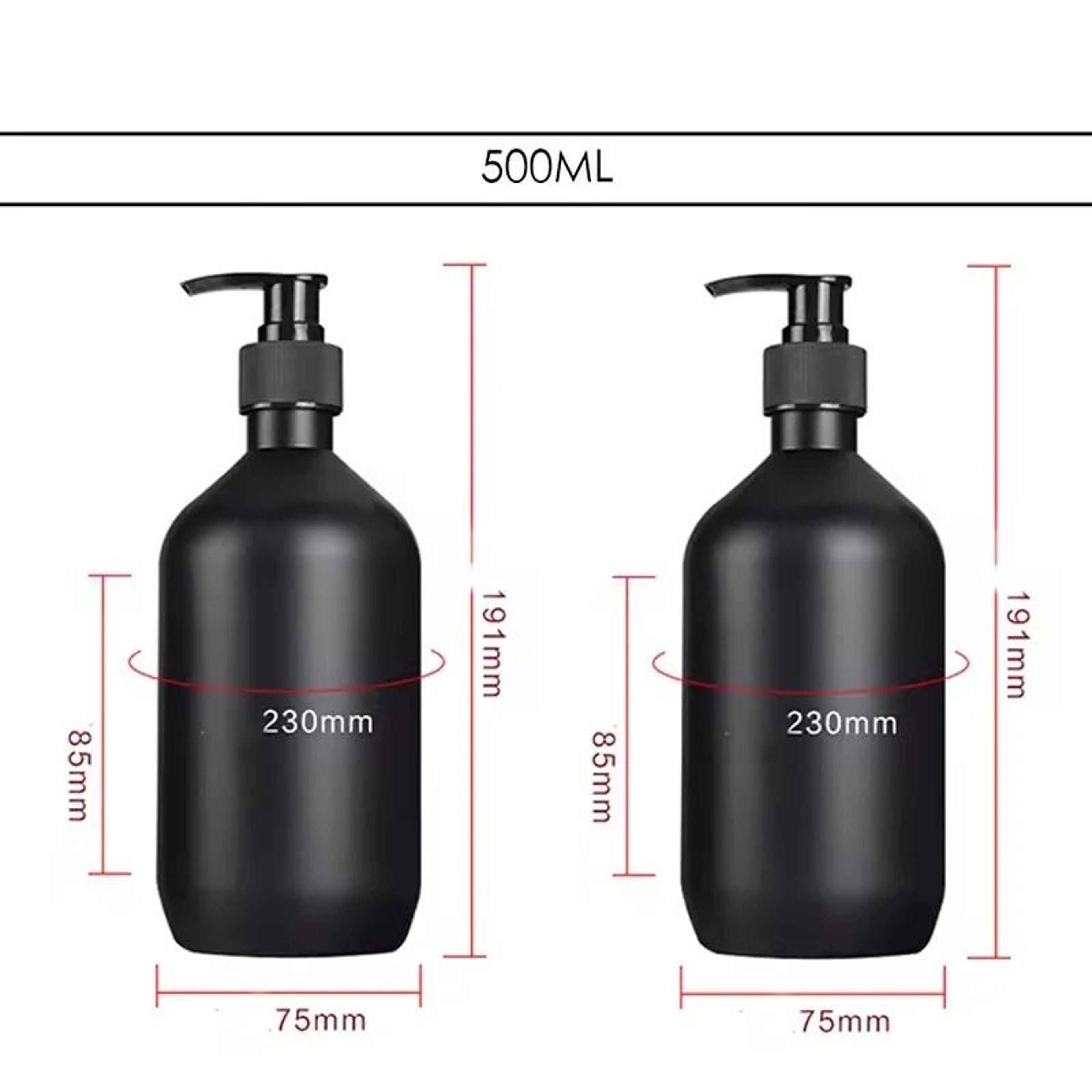 Matte Black Luxury Dispenser Set  300500ml Refillable Bathroom  Hotel Containers 7
