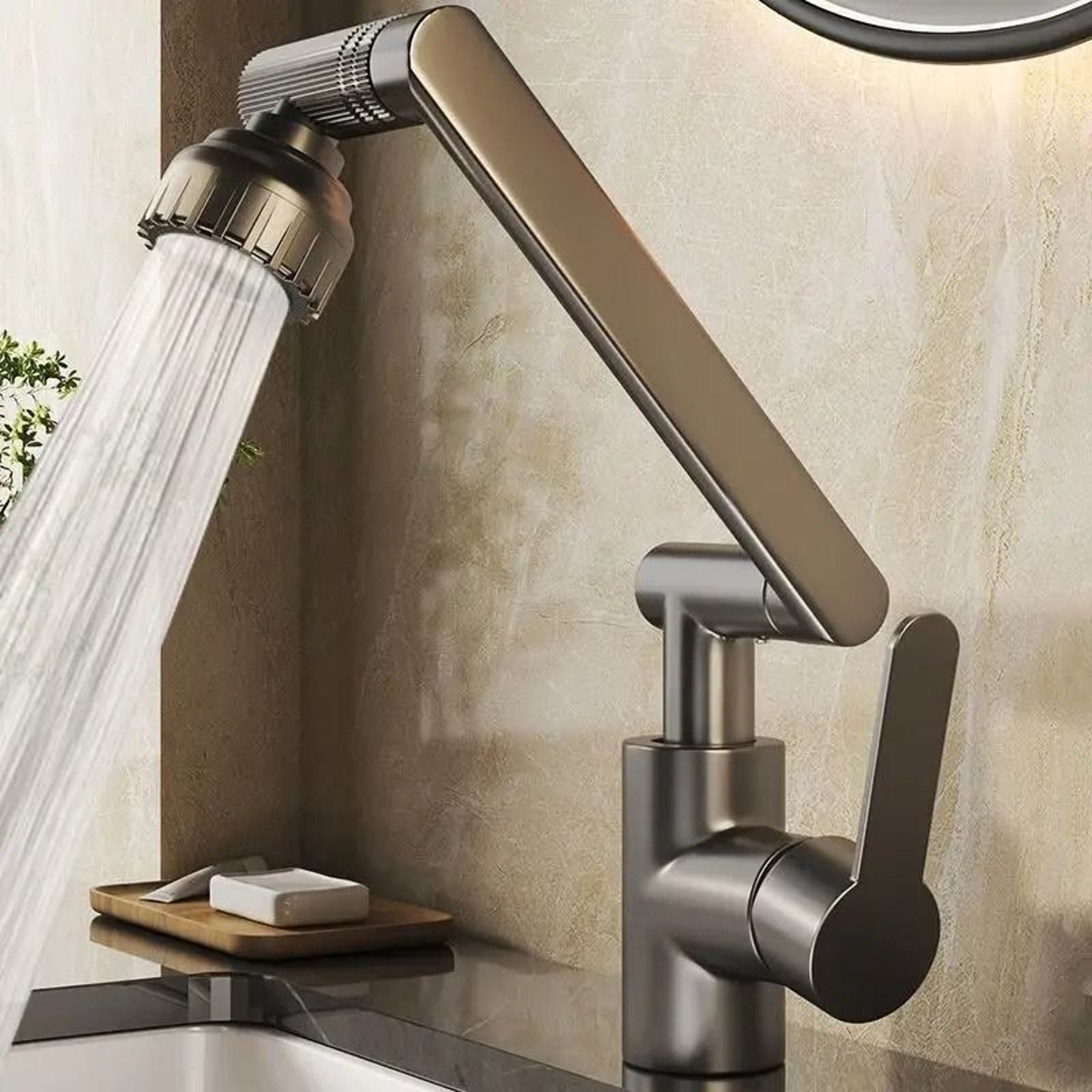 Multifunctional Robotic Arm Basin Faucet  1080 Universal Rotating DualMode Sink Mixer 0