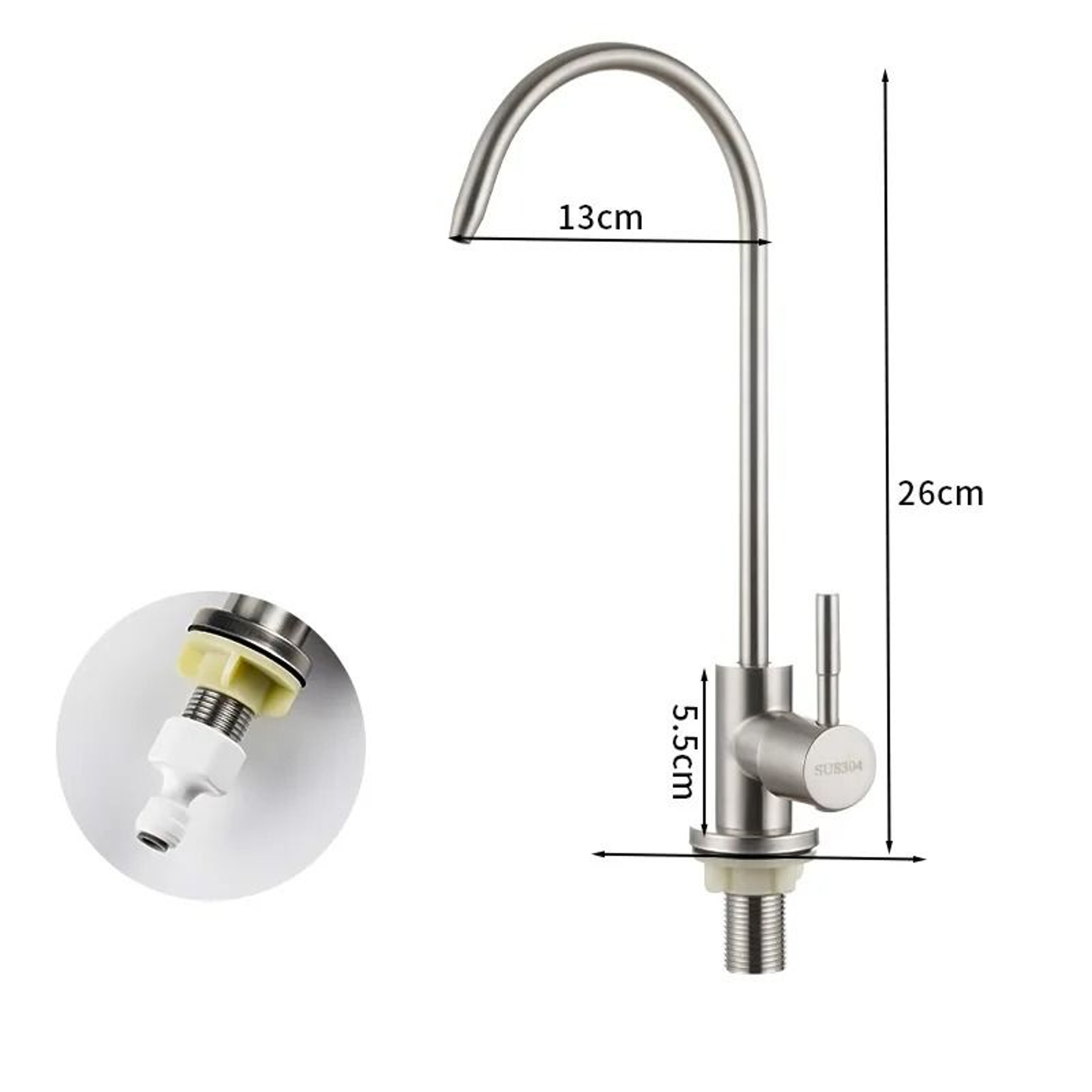 304 Stainless Steel Direct Drinking Faucet  Pure Water Dispenser HighArch Filtration Tap 7
