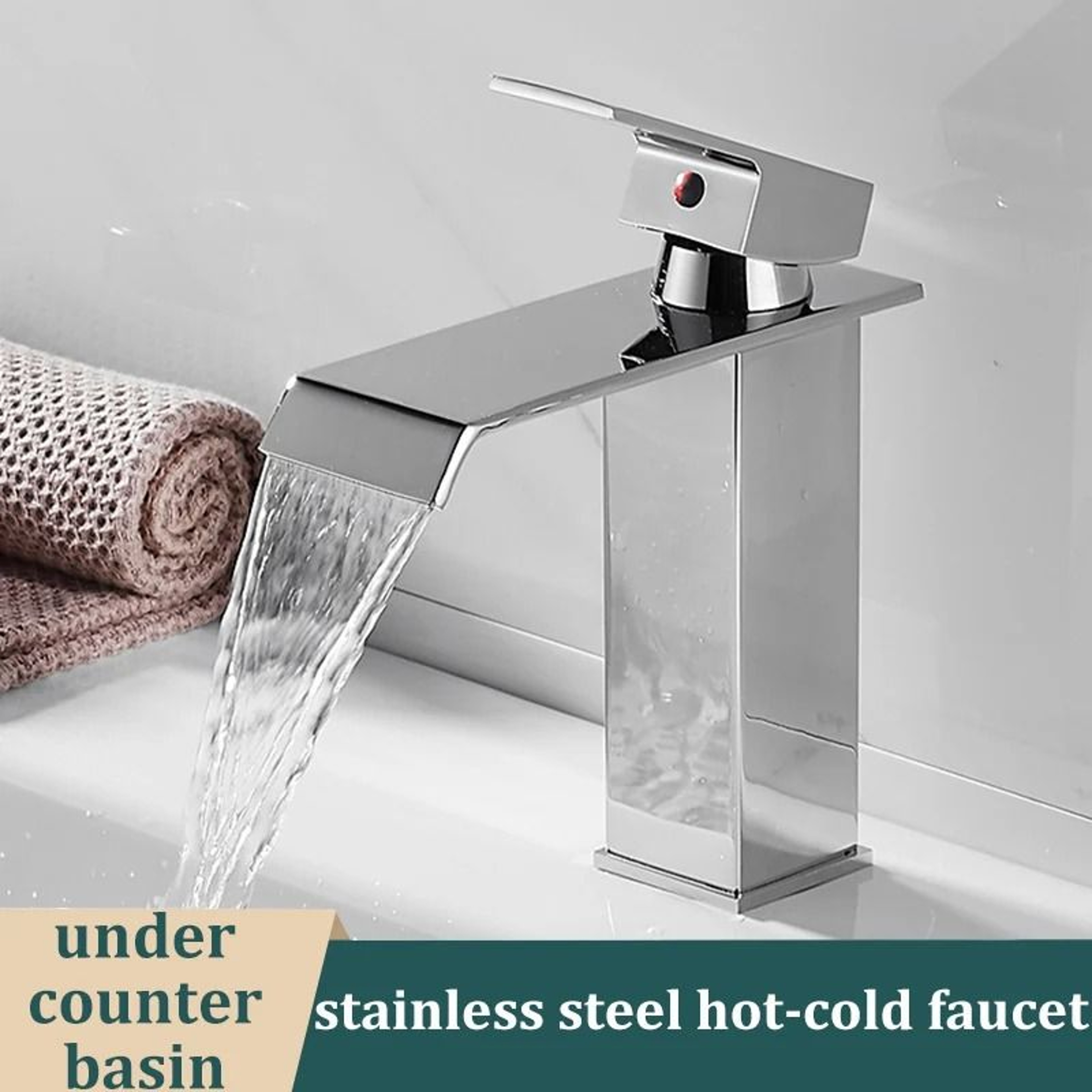 Luxury Waterfall Basin Mixer  Hot  Cold WideMouth Stainless Steel Faucet 0