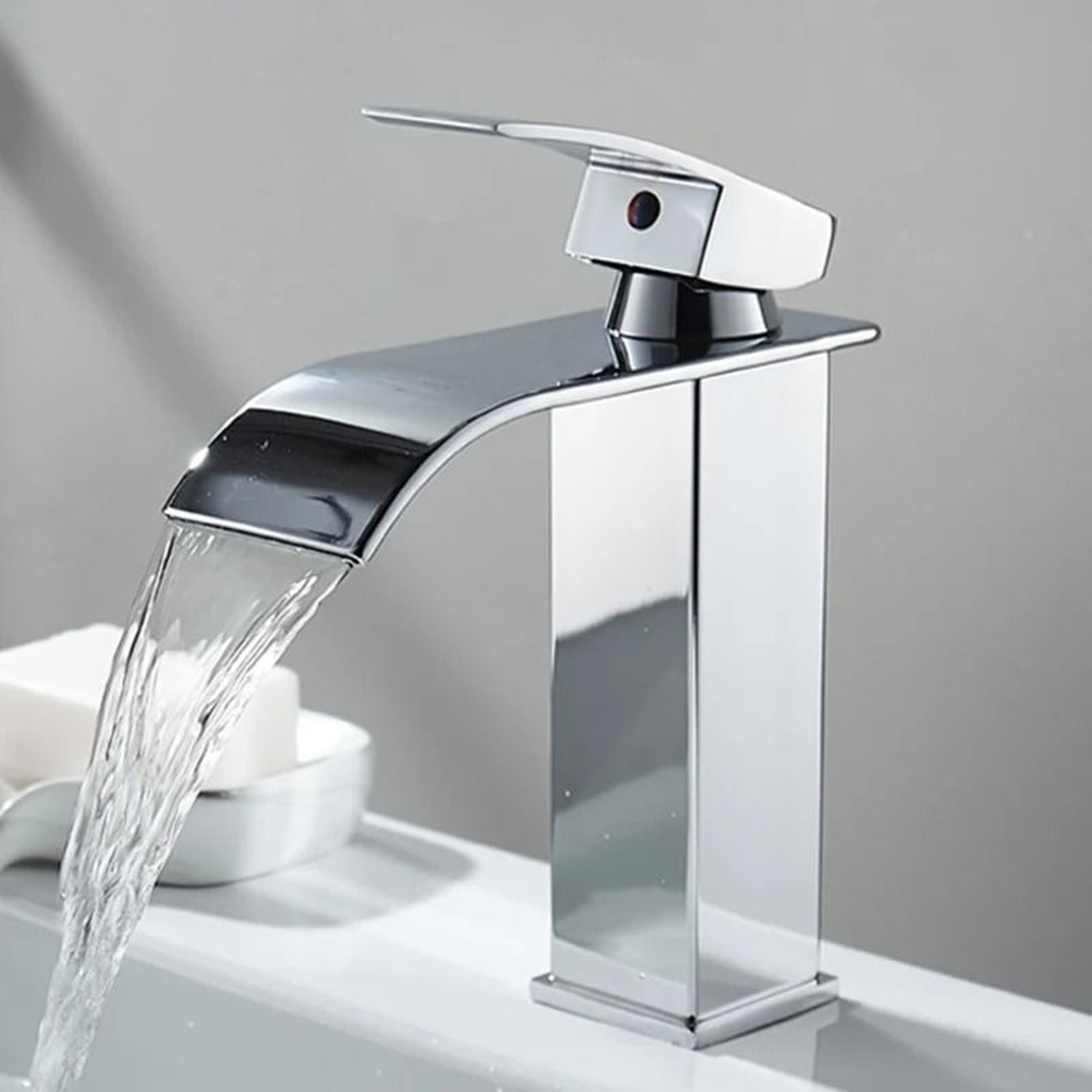Luxury Architectural Waterfall Basin Mixer  Hot  Cold Stainless Steel DualControl Faucet 5
