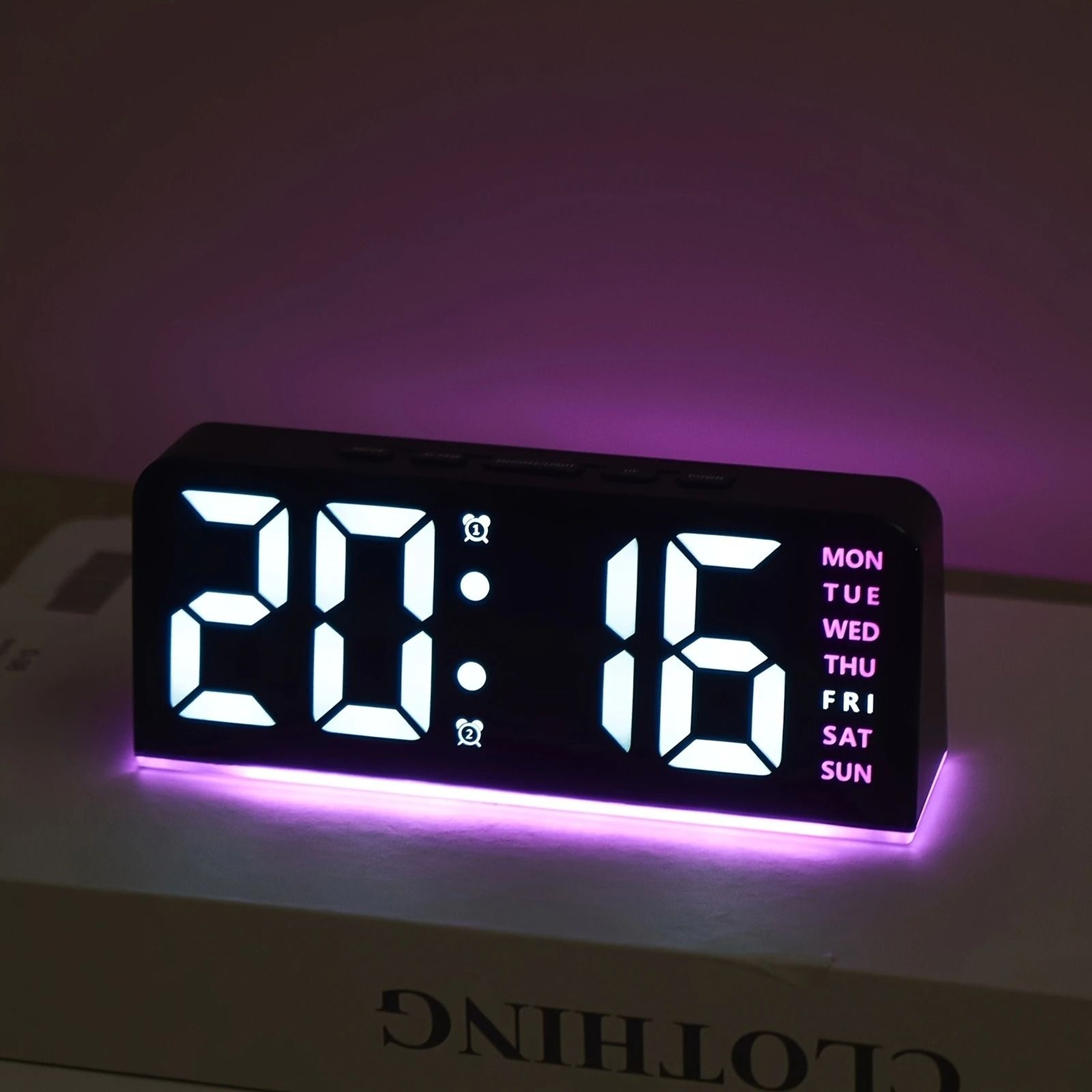 Modern Digital LED Desktop Alarm Clock  Smart Night Light With Climate Monitor 11