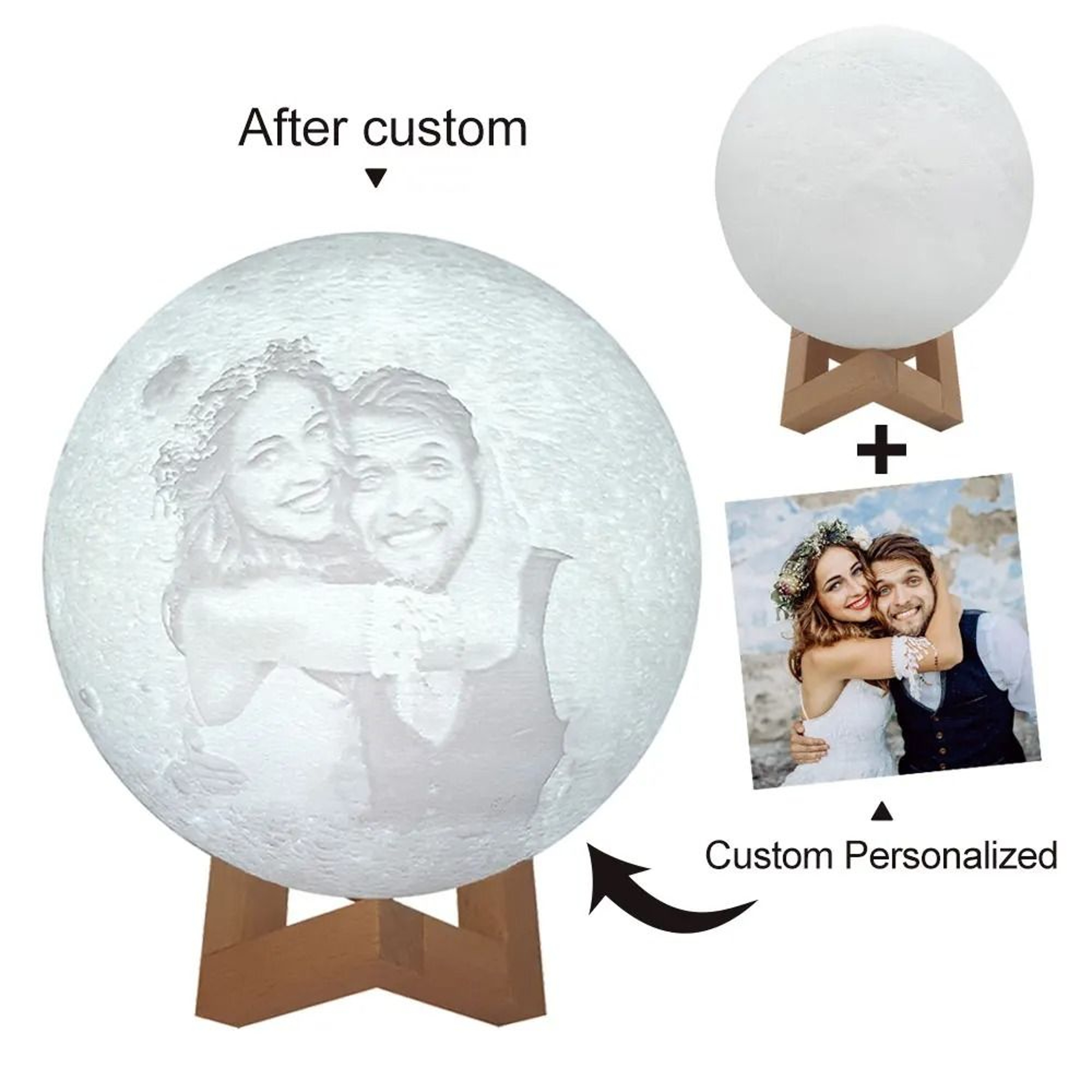 Personalized 3D Printed Moon Lamp  Custom Photo  Text Lunar Night Light 2