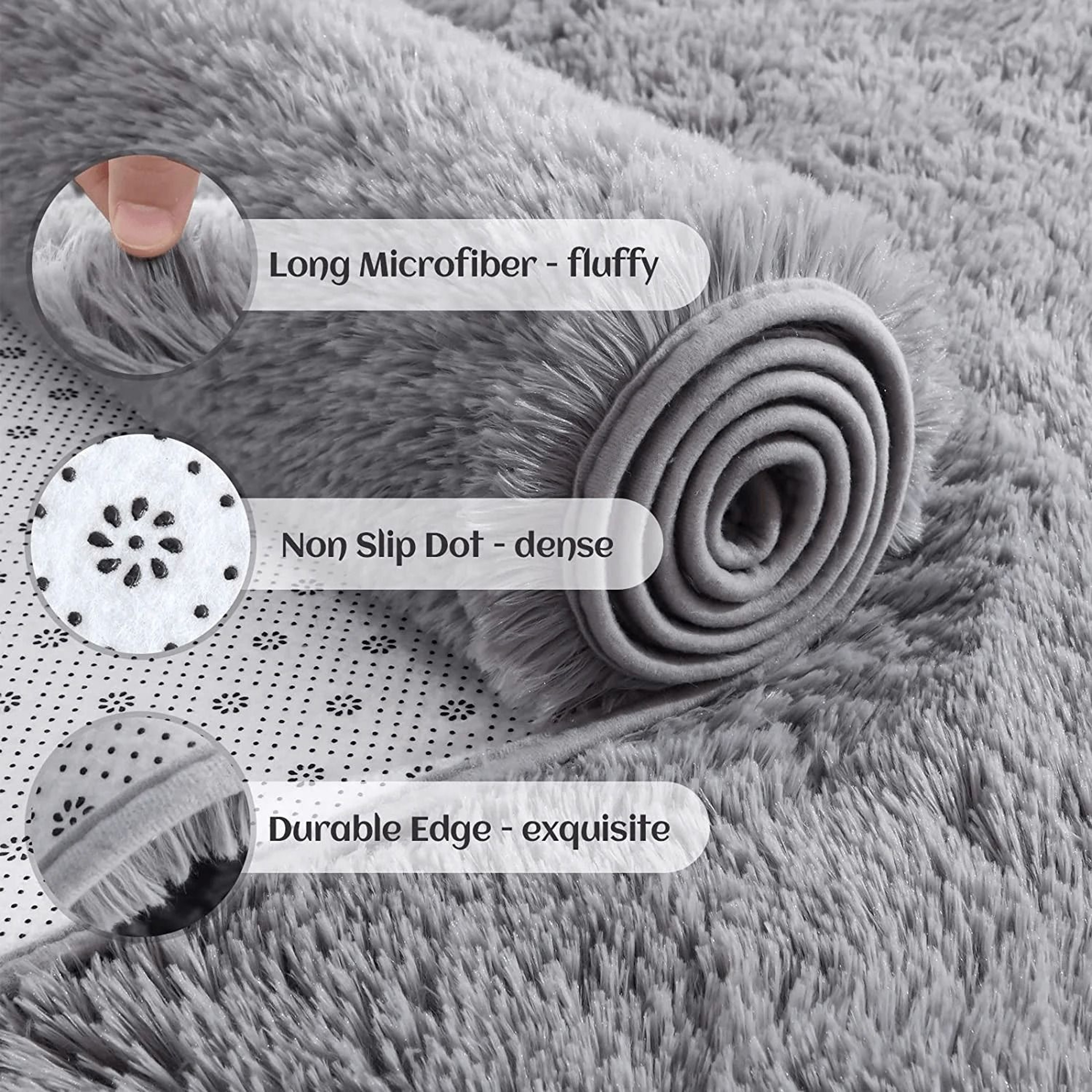 UltraSoft Shaggy Area Rug  Plush TieDyed NonSlip Bedside Carpet 3
