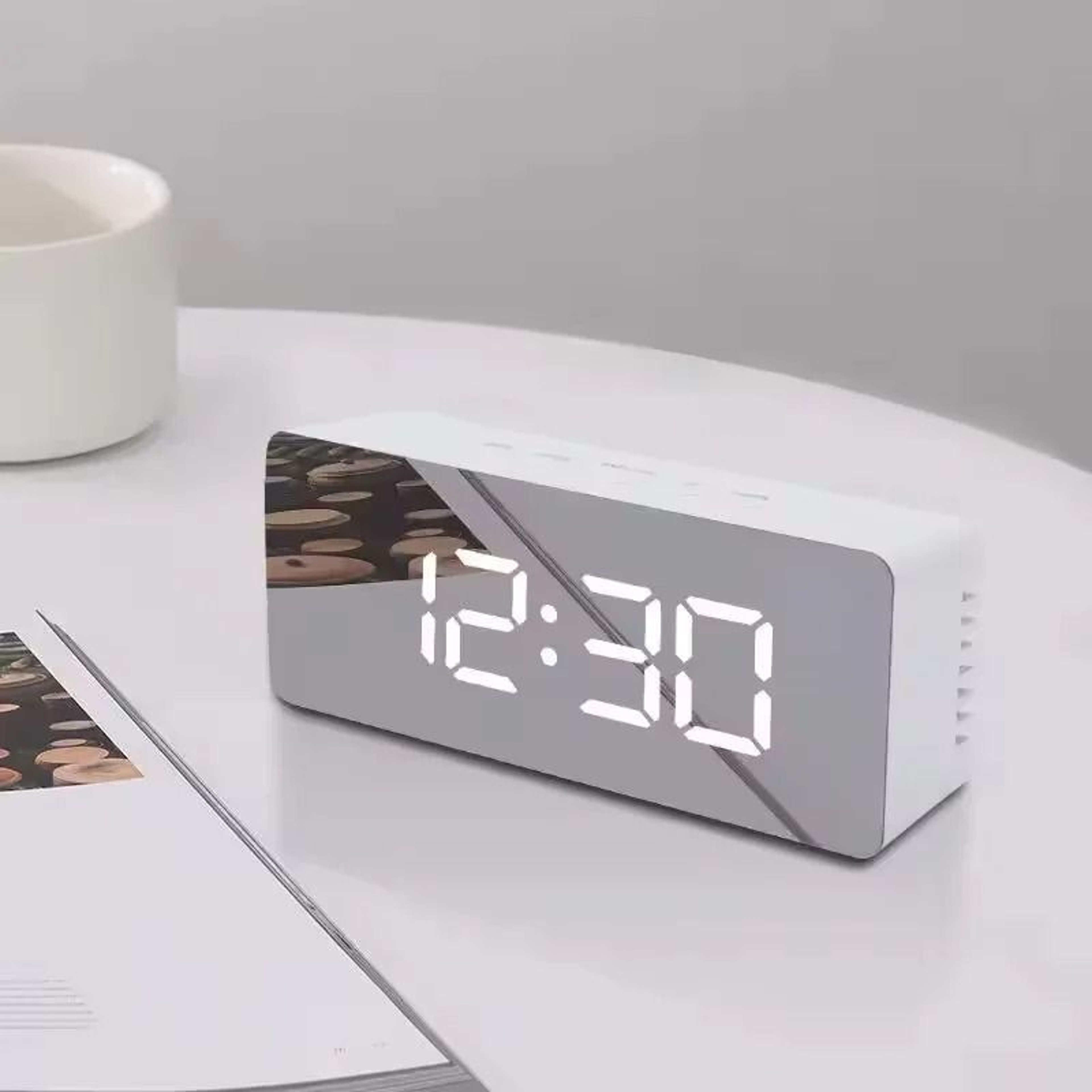 LED Mirror Digital Clock  Smart Desktop Alarm  Night Light 0