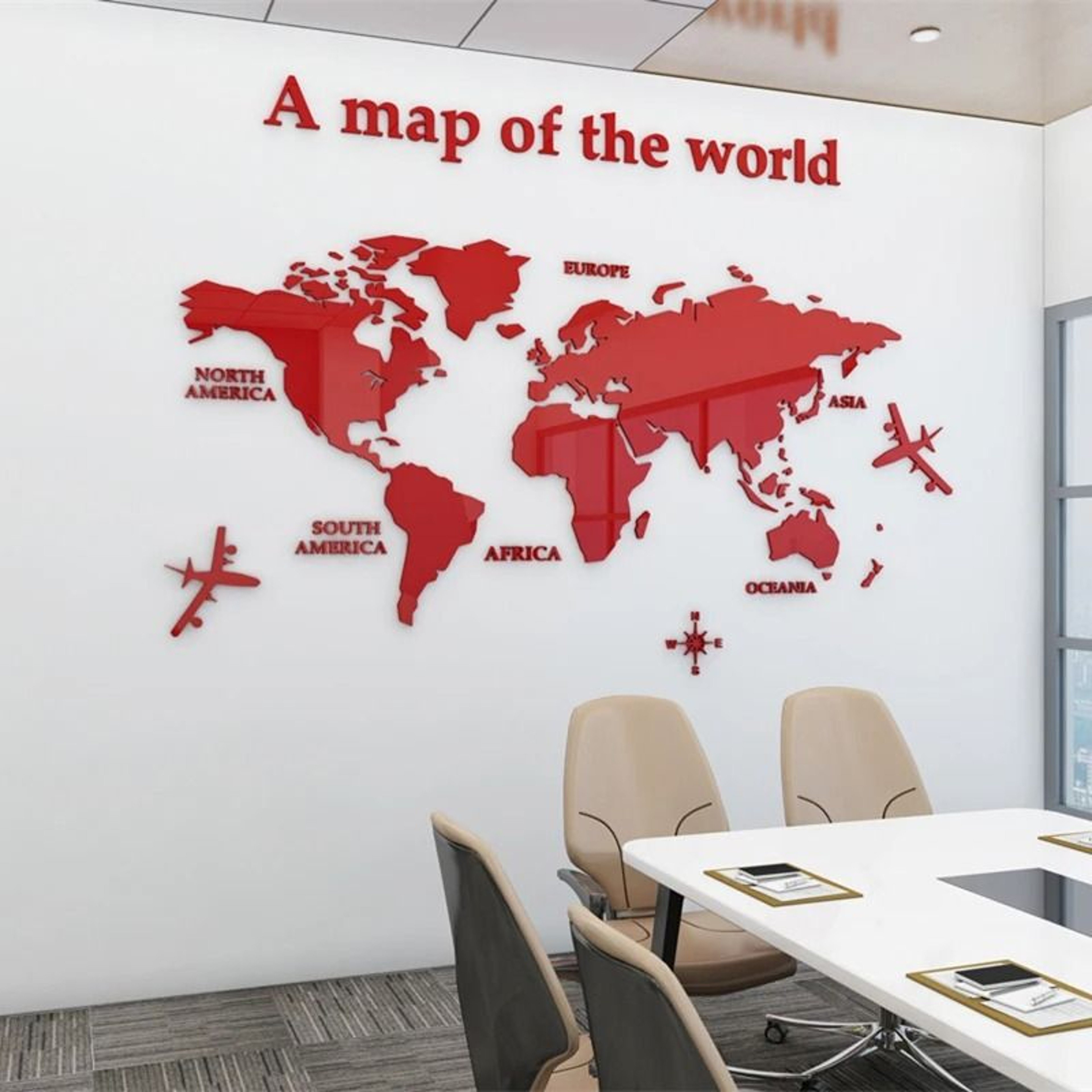 3D Acrylic World Map  Solid Color Crystal Wall Mural 12