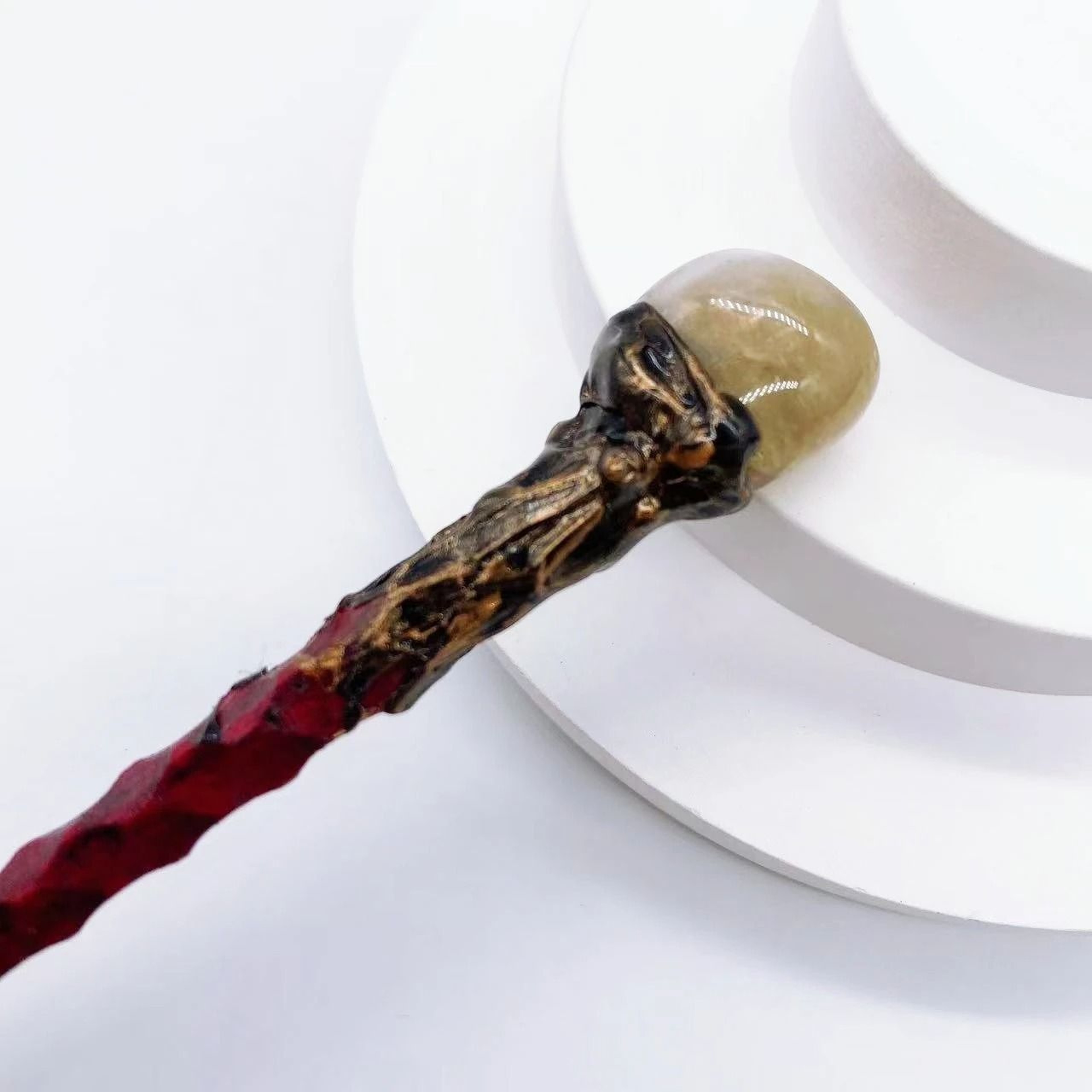 Natural Crystal Magic Wand Rose Quartz Witchcraft Scepter 18