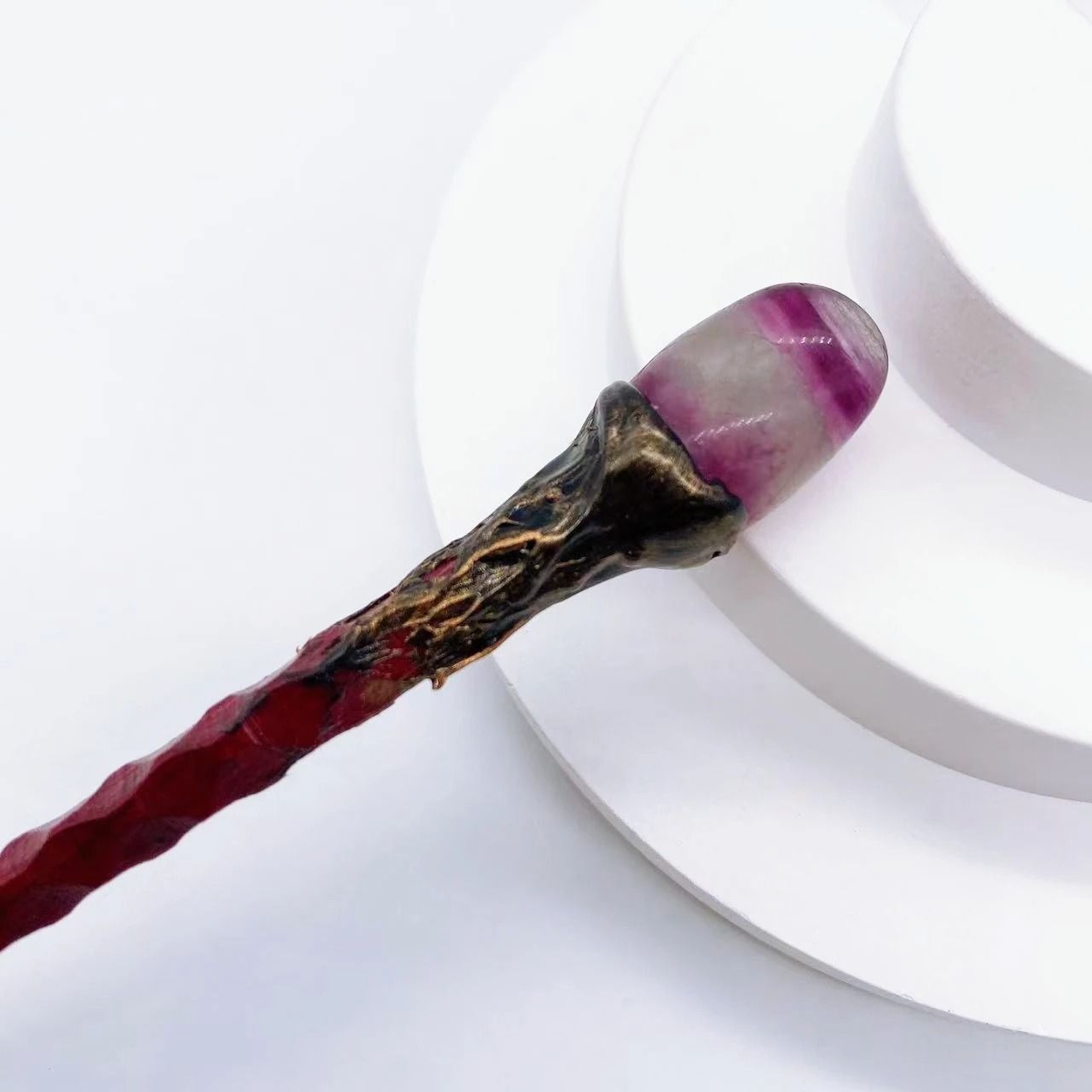Natural Crystal Magic Wand Rose Quartz Witchcraft Scepter 7