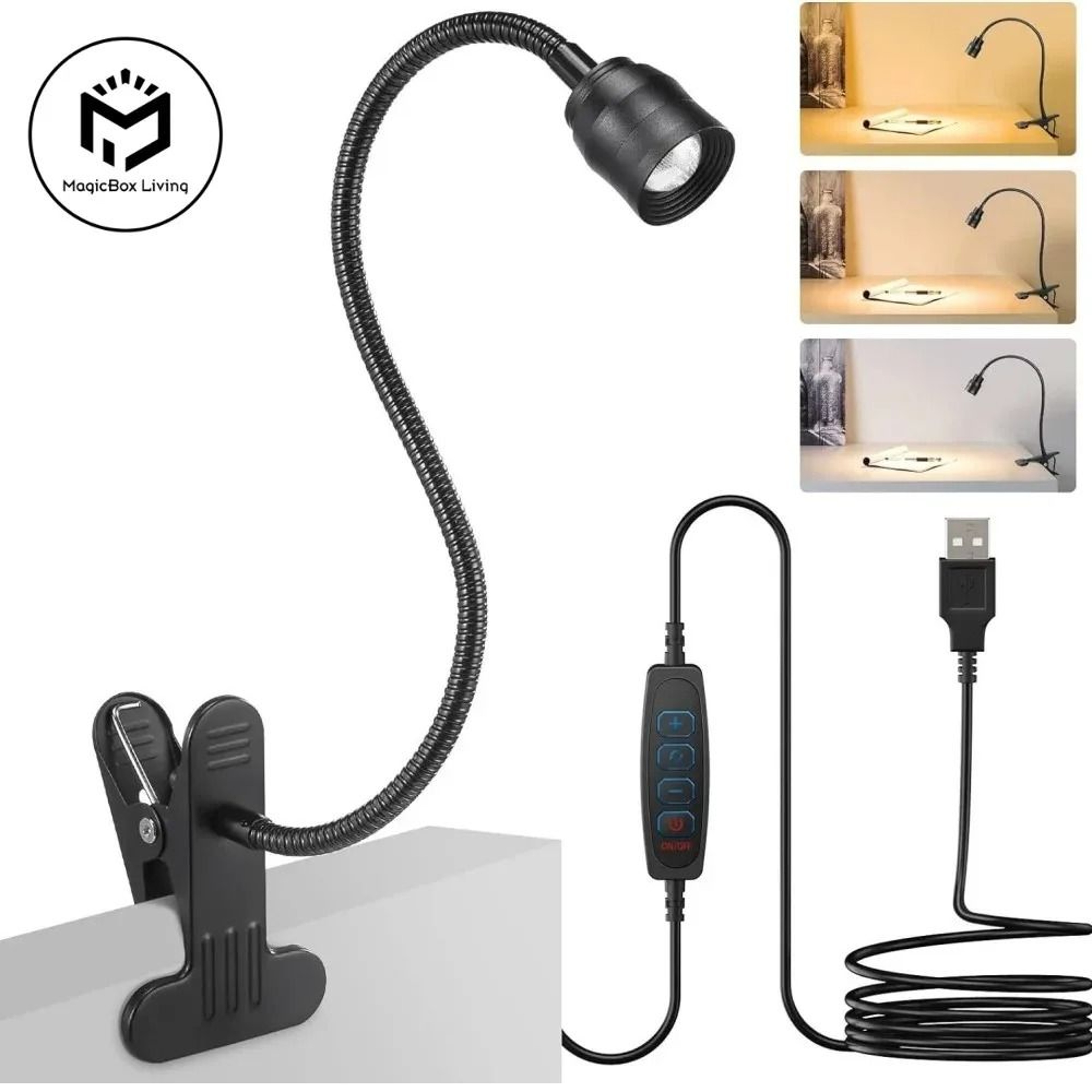 Zoomable LED Clamp Reading Light  Flexible Gooseneck EyeCare Lamp For Study  Bedside 1