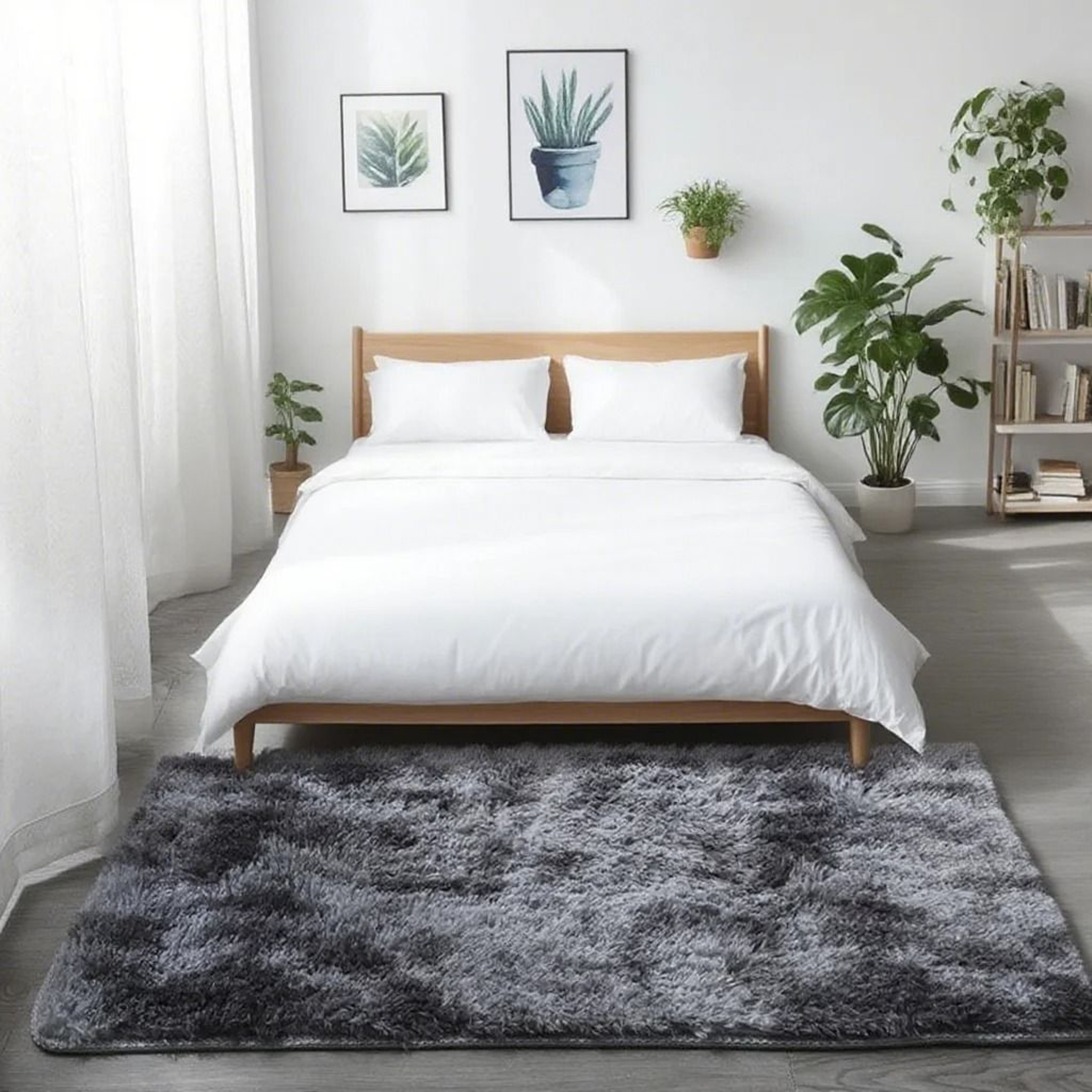 Shaggy Area Gray Rug  Super Soft Long Pile Carpet For Living Rooms  Fluffy Bedside Comfort 13