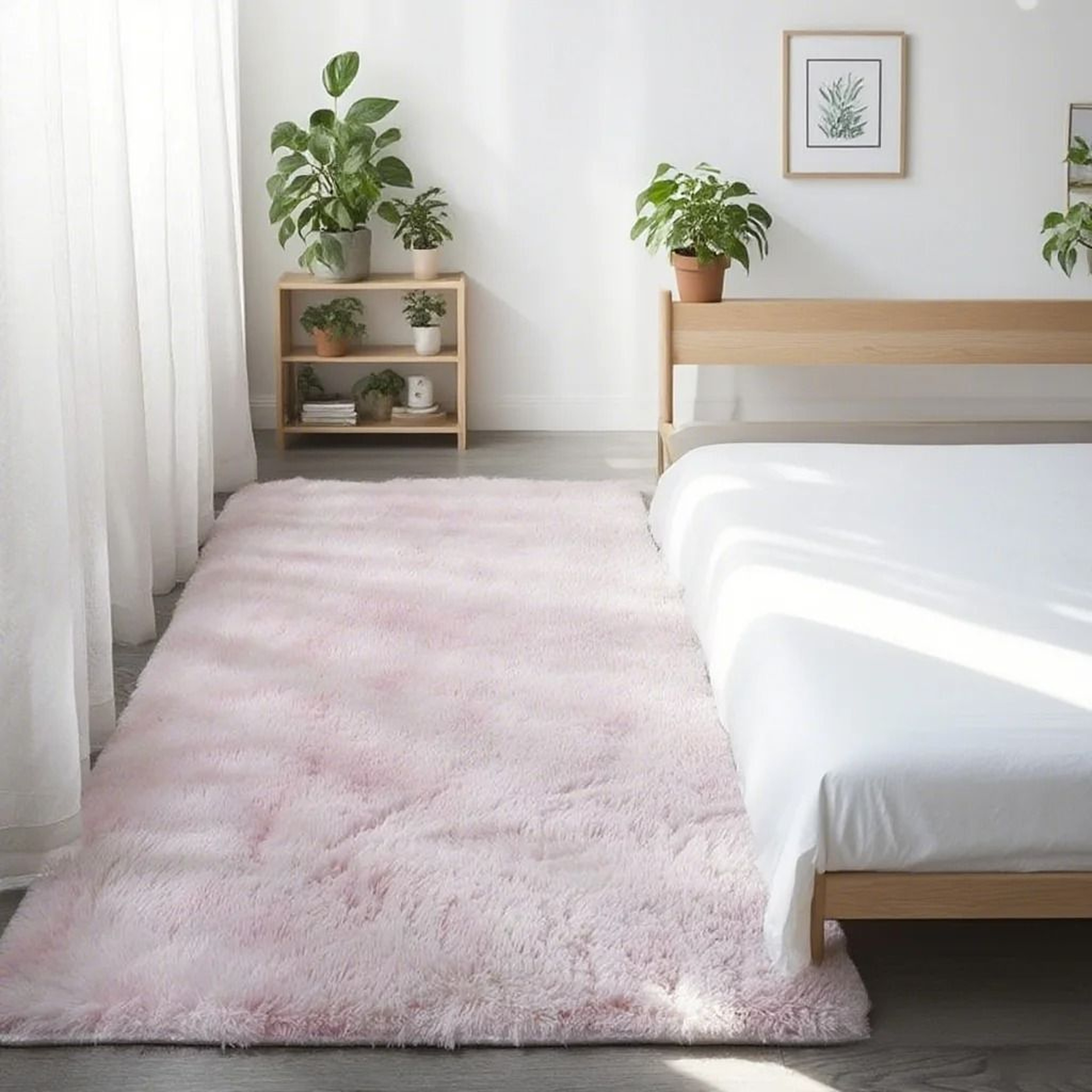 Shaggy Area Gray Rug  Super Soft Long Pile Carpet For Living Rooms  Fluffy Bedside Comfort 17