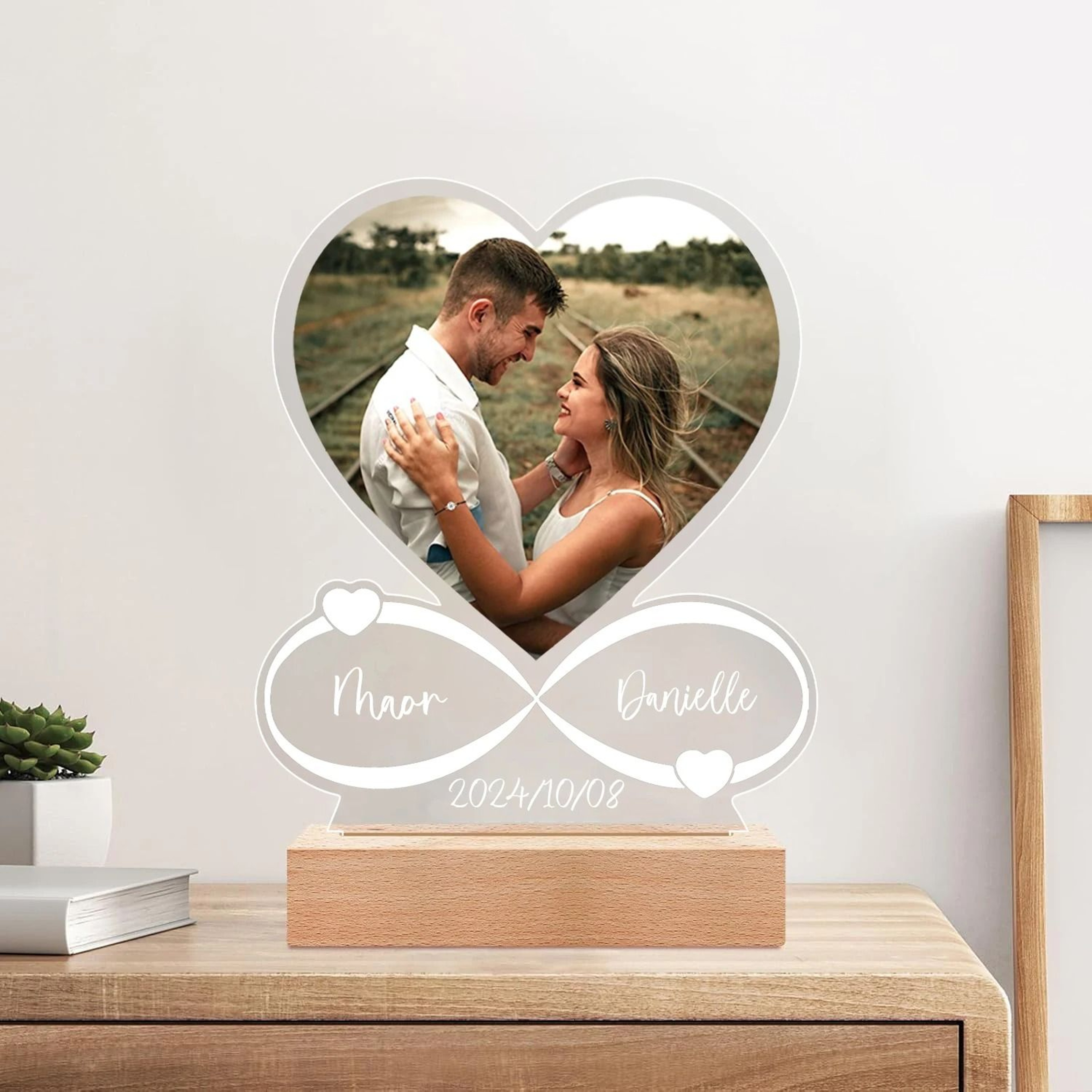 Personalized Custom Photo Love Frame  LED Acrylic Anniversary Plaque For Couples  Valentines Day 6