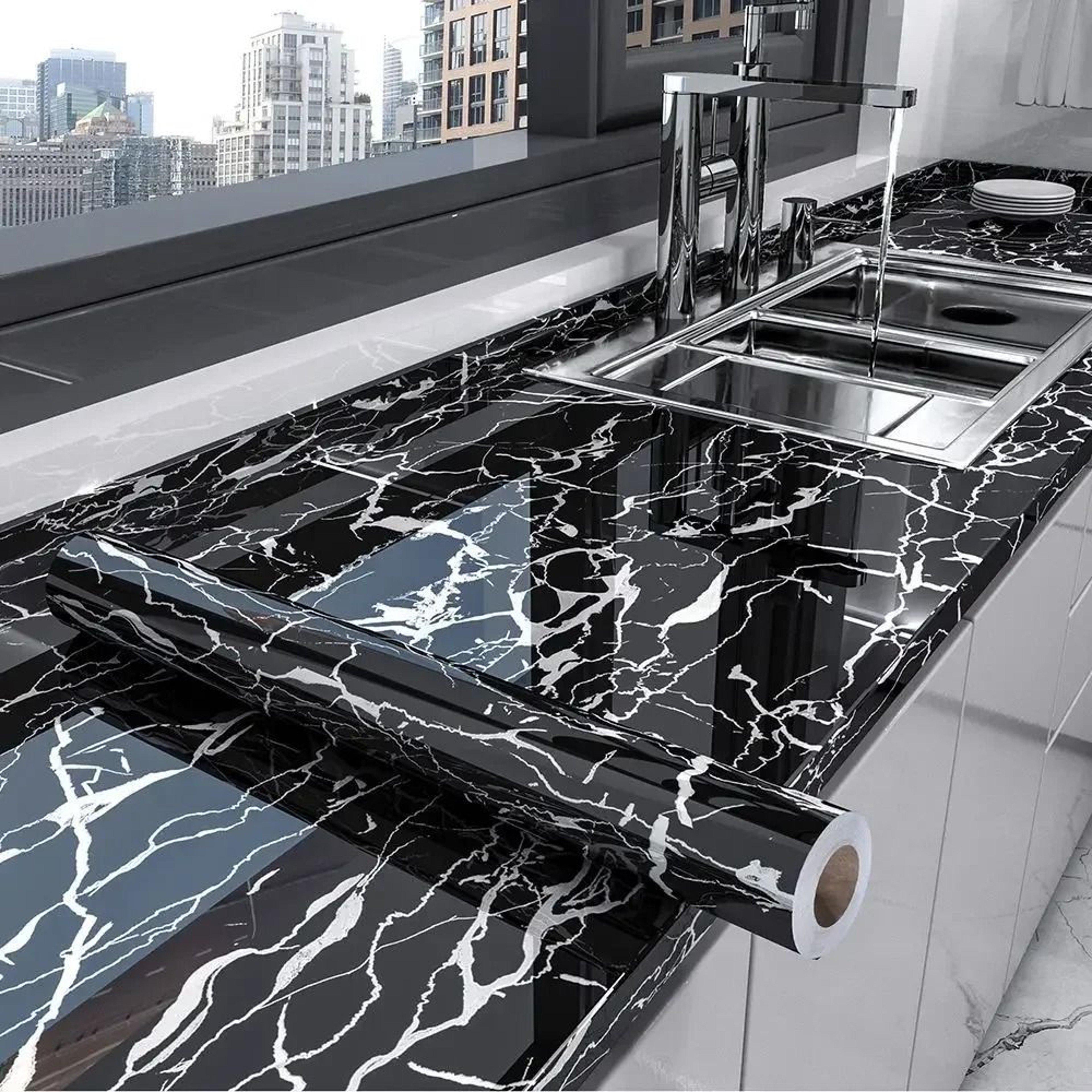 Marble SelfAdhesive Wallpaper  Modern Peel  Stick Waterproof Contact Paper For Kitchen  Bathroom 7