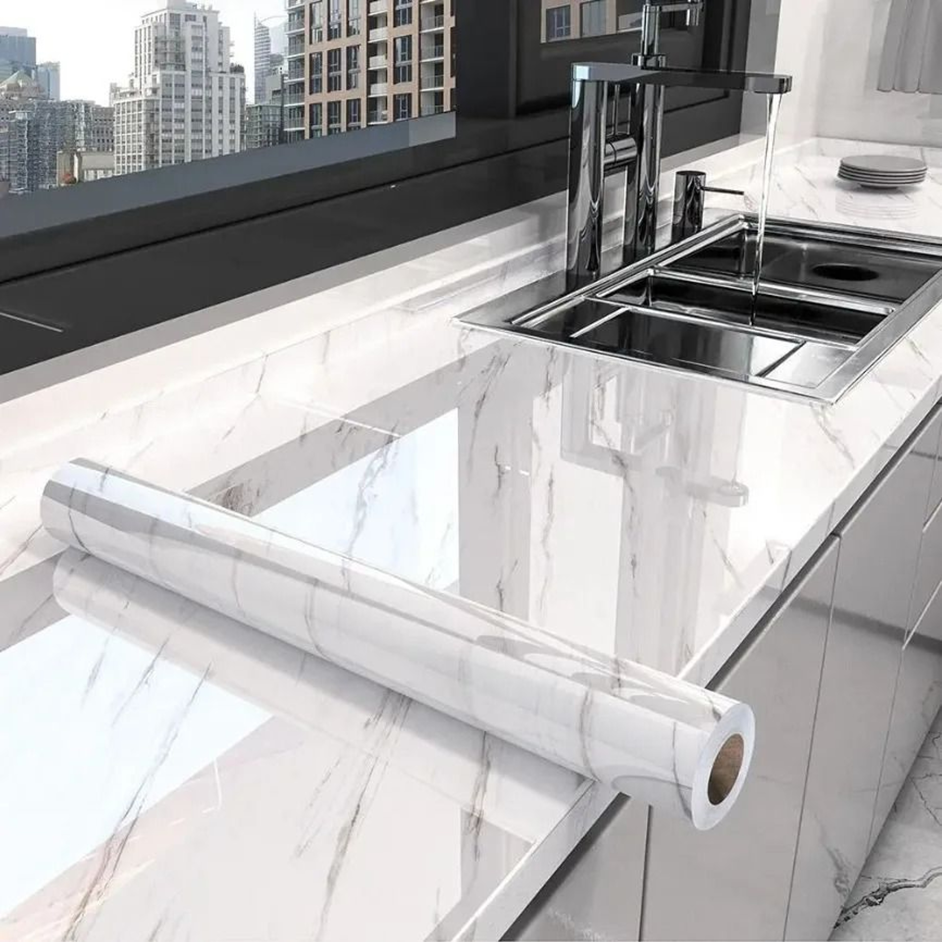 Marble SelfAdhesive Wallpaper  Modern Peel  Stick Waterproof Contact Paper For Kitchen  Bathroom 8