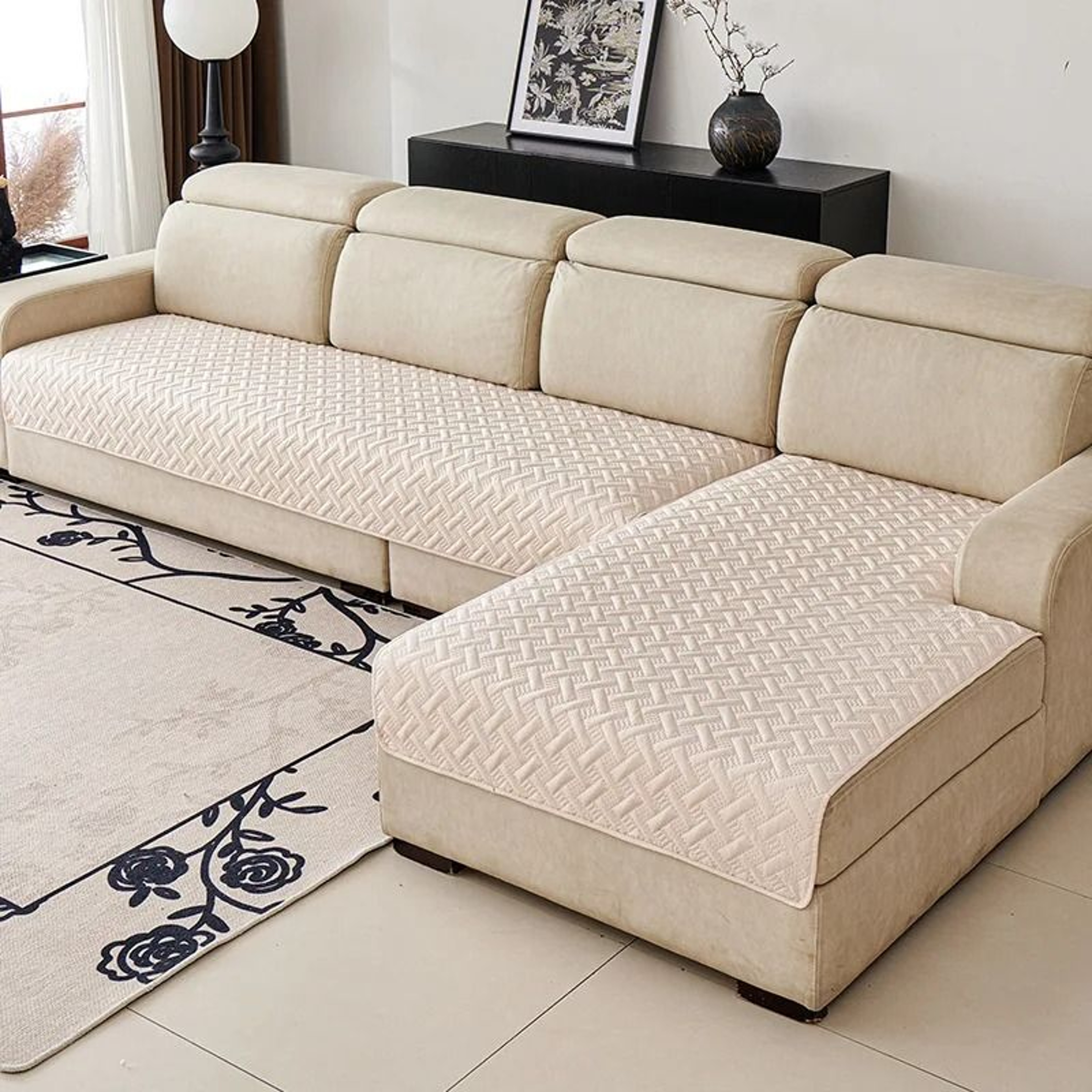 Premium Waterproof Sofa Cover  Embroidered ScratchProof Couch Protector For Pet Owners  Modern Home 9