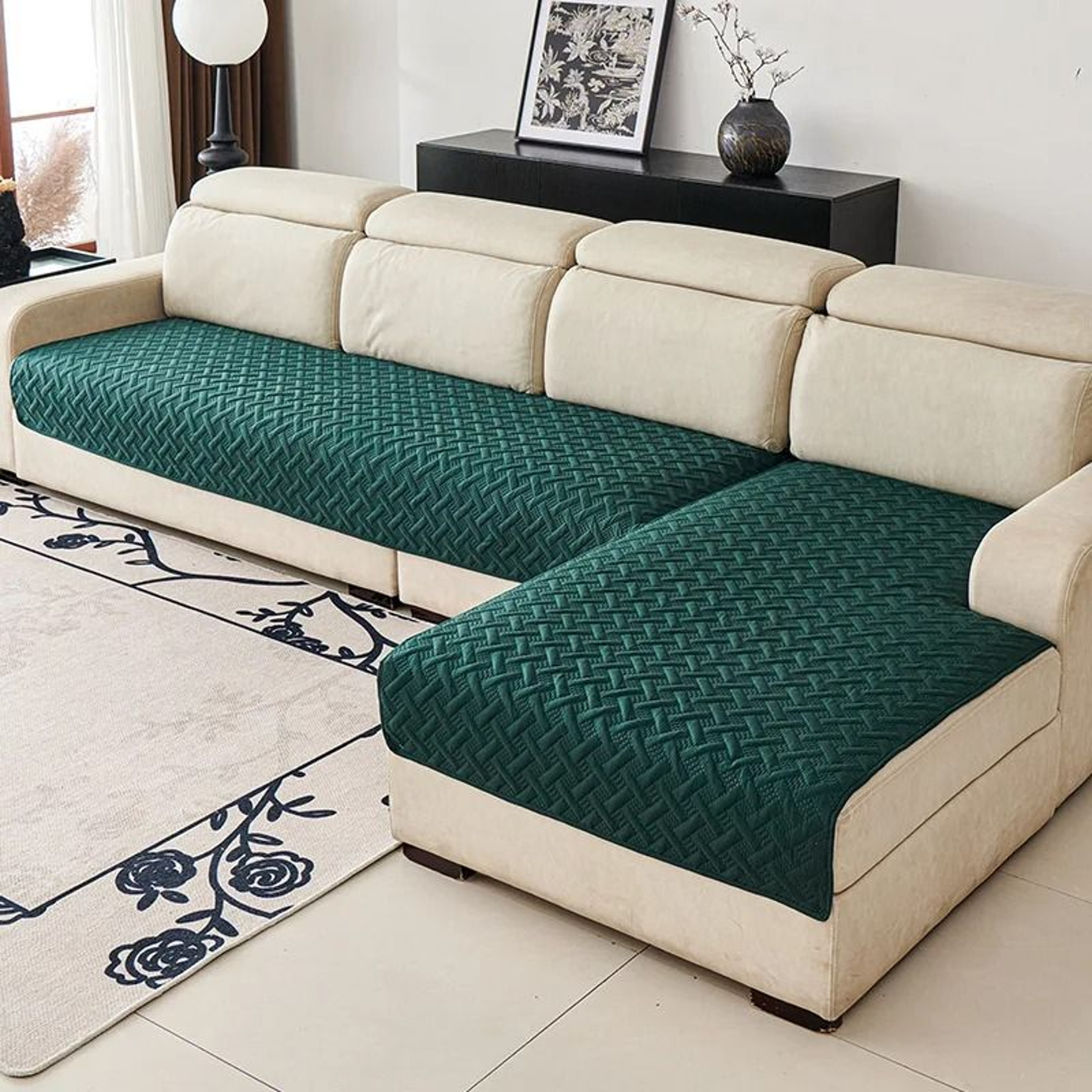 Premium Waterproof Sofa Cover  Embroidered ScratchProof Couch Protector For Pet Owners  Modern Home 12