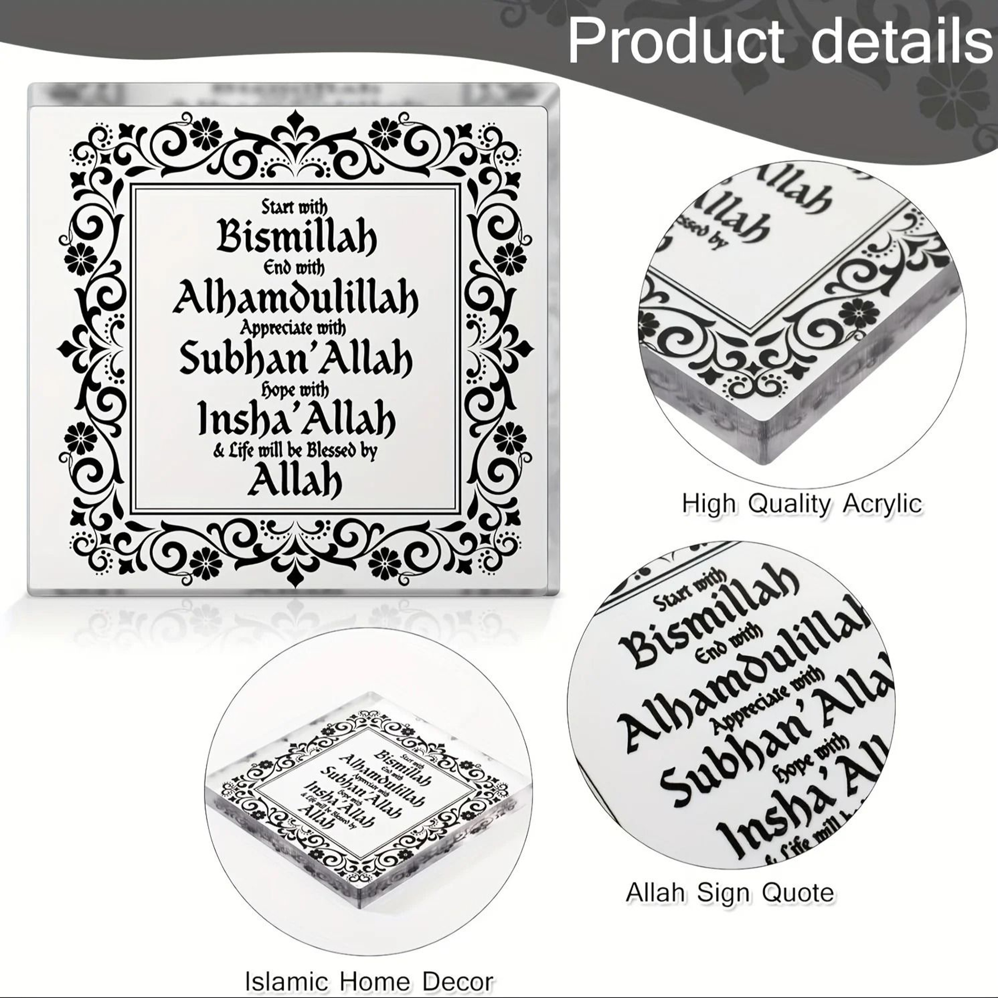 Inspirational Acrylic Eid  Ramadan Decor  Spiritual Start  End With Allah Desktop Ornament  Islamic 2