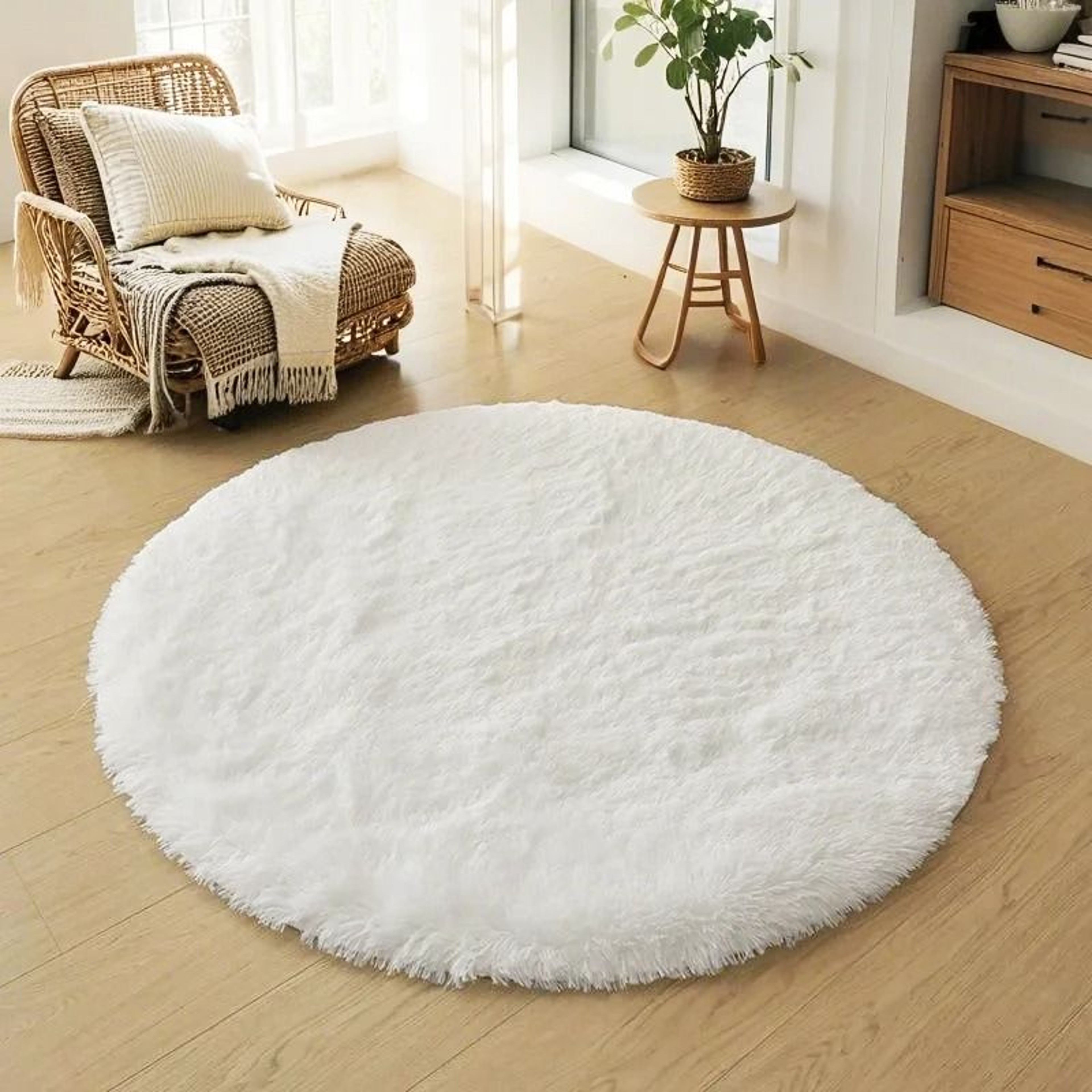 Soft Plush Circular Rug  Fluffy Kids Bedroom Play Mat  Nursery Floor Decor For Baby Room  Home Styl 0