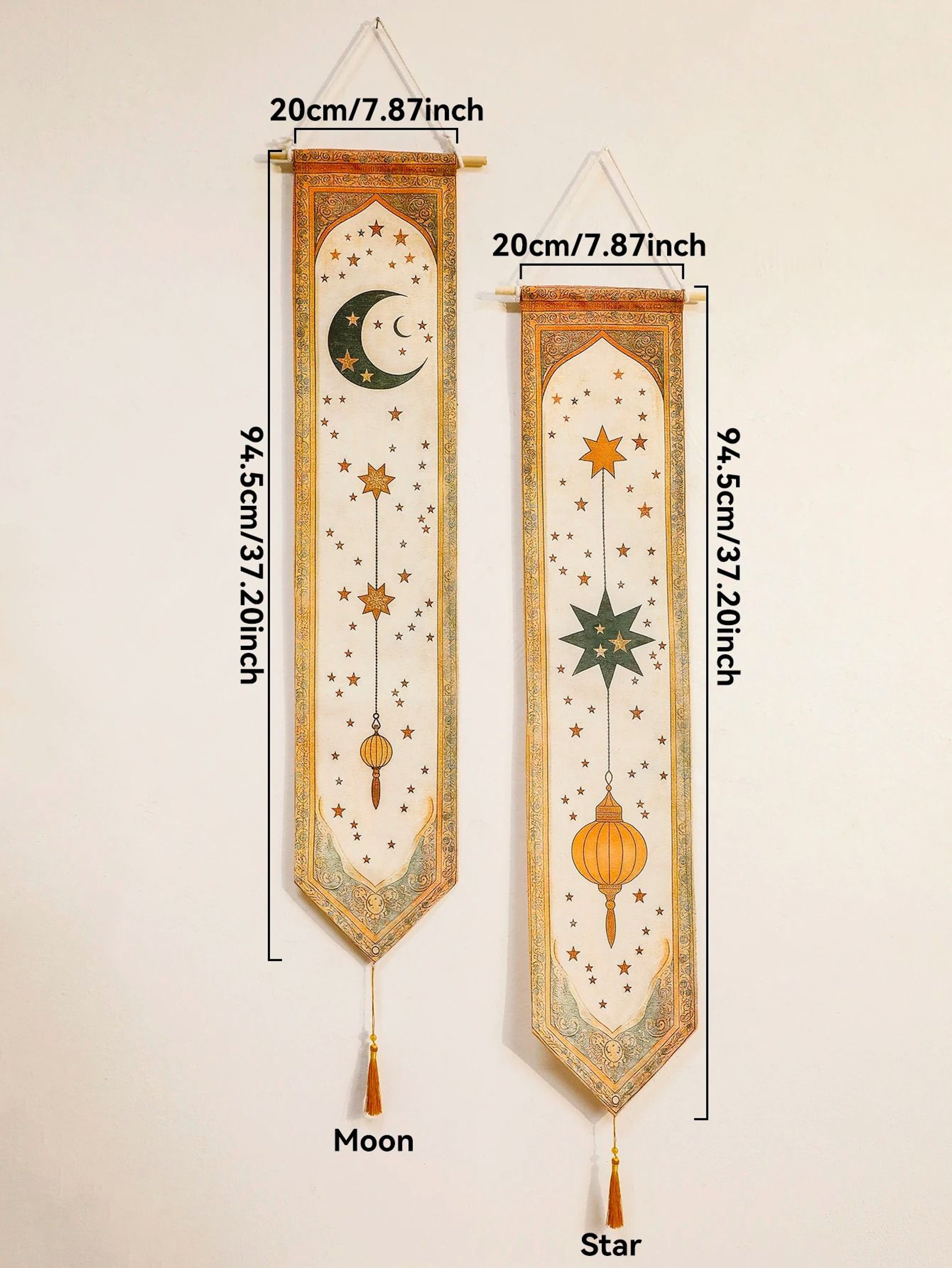 Islamic Ramadan Wall Banner  Moon Star  Lantern Tapestry For Eid Mubarak  Muslim Festival Home Deco 6