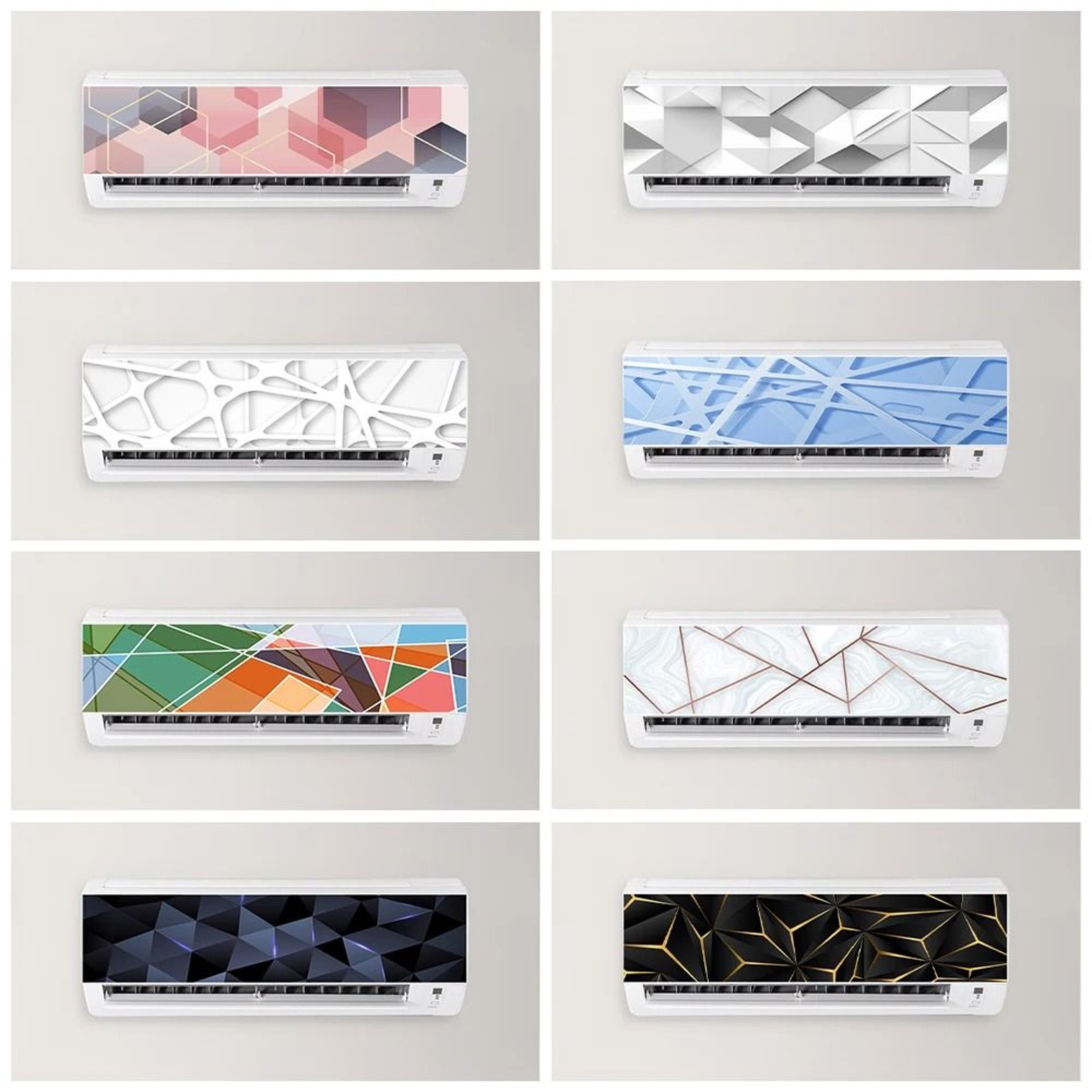 3D Vision Geometric Air Conditioner Decals  Modern Abstract Home Panel Stickers 0