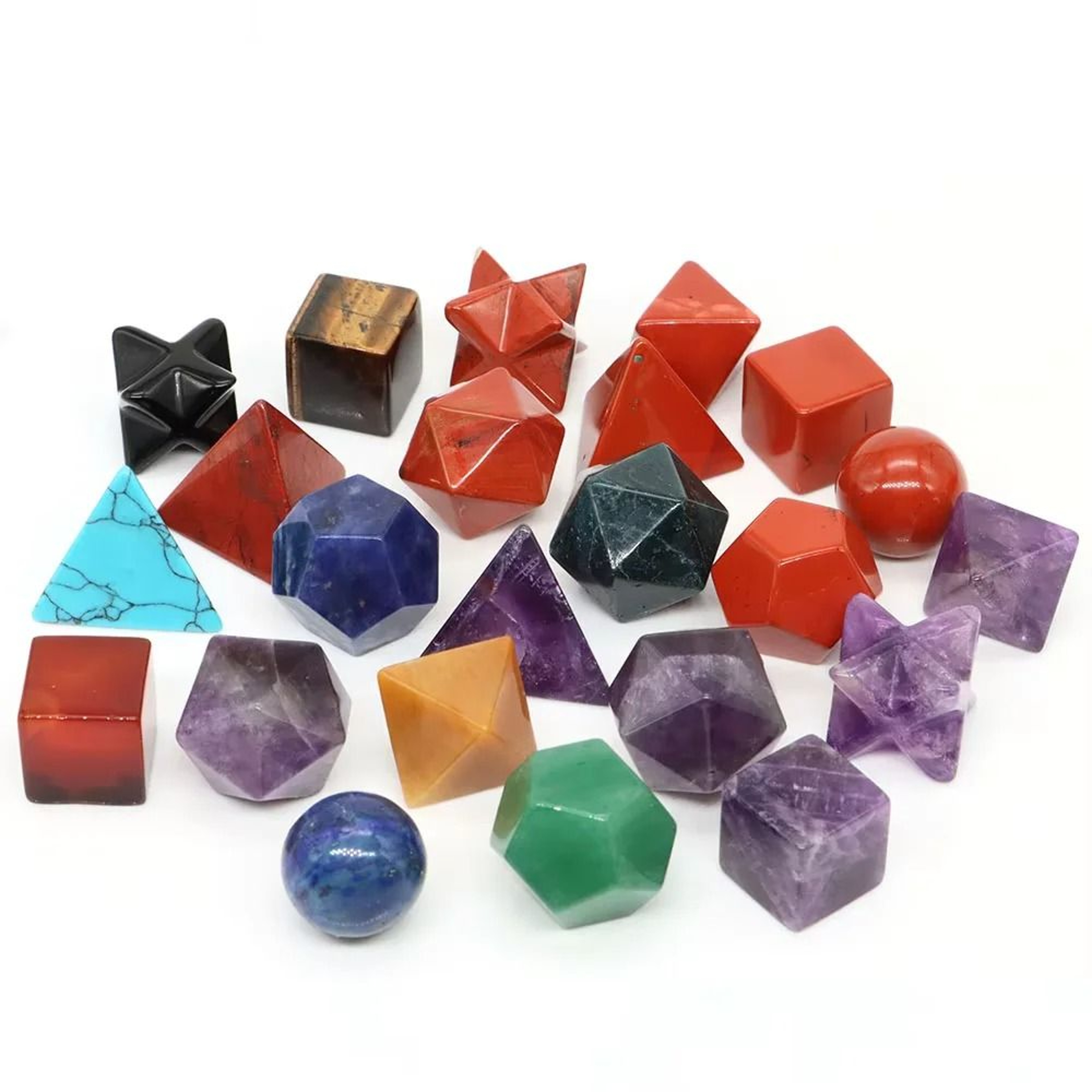 7Piece Platonic Solid Sacred Geometry Set  Natural Crystal Healing Stones For Reiki  Chakra Home De 3