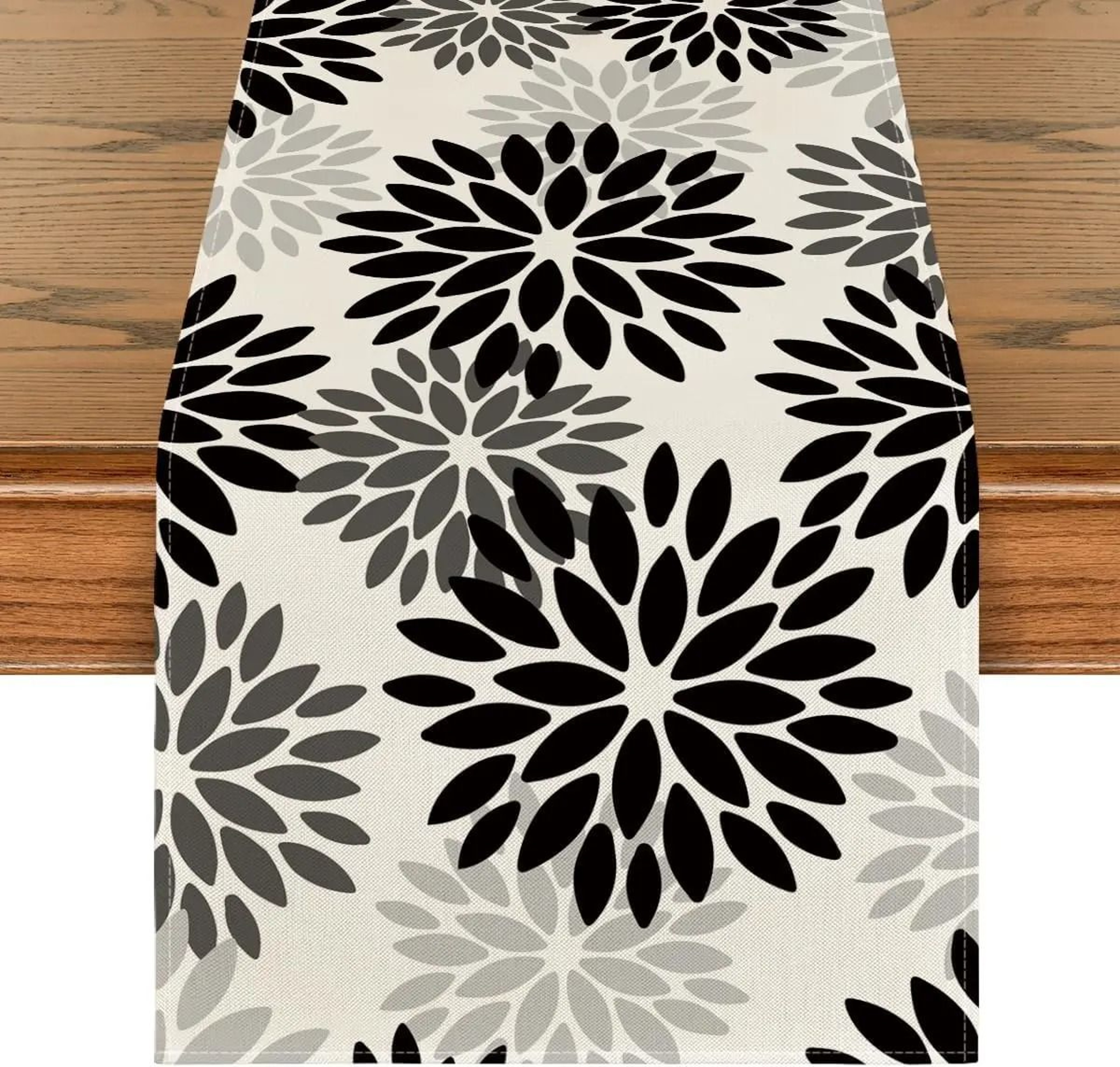 Blue Dahlia Floral Summer Linen Table Runner  Seasonal Spring Dresser Scarf  Wedding Party Dining D 6