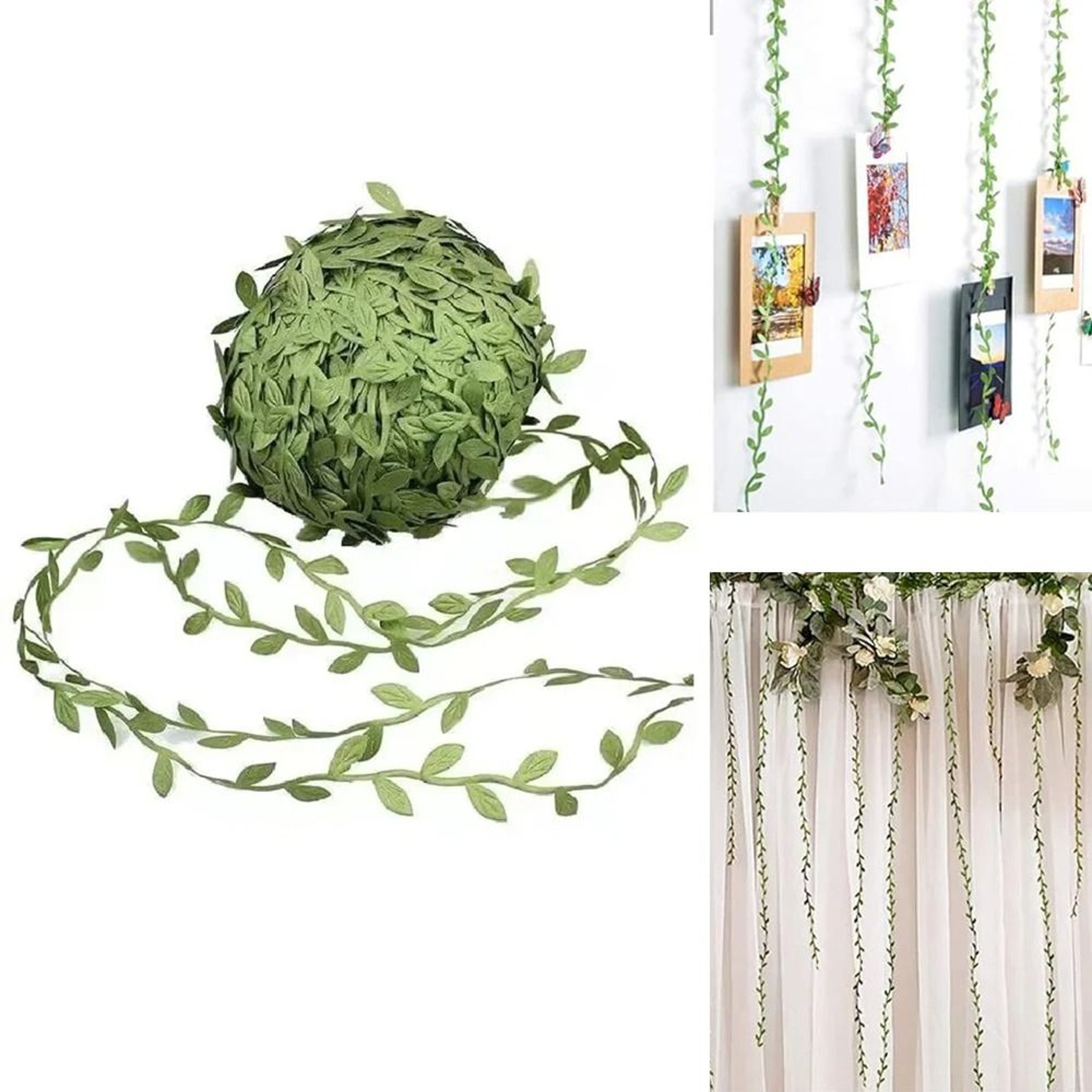 Artificial Green Leaf Ribbon String Trim  Versatile Ivy Garland For Wedding Decor DIY Wreaths  Gift 0