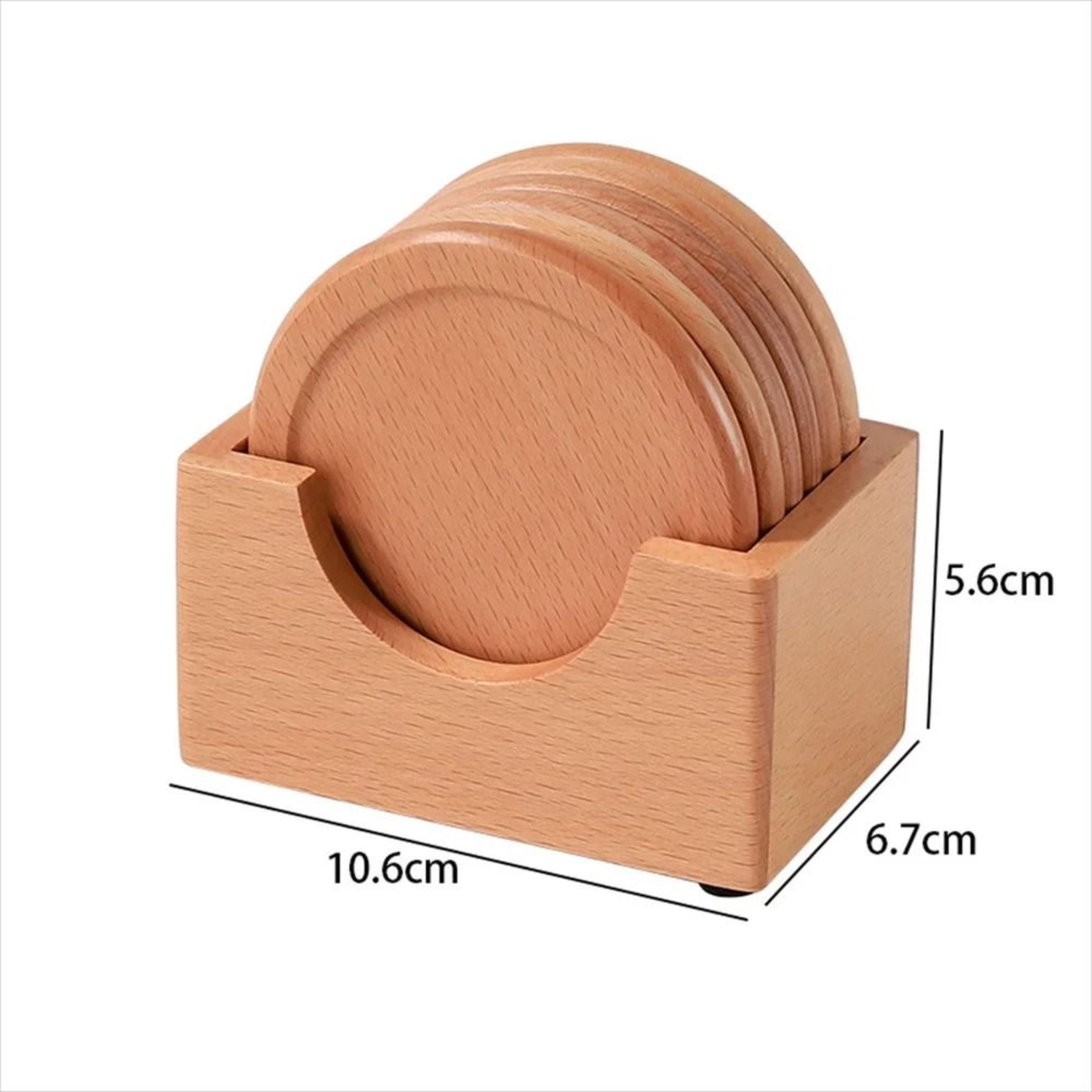 6Piece Solid Walnut Wood Coaster Set  Premium Round Insulated Placemats For JapaneseStyle Coffee  H 7