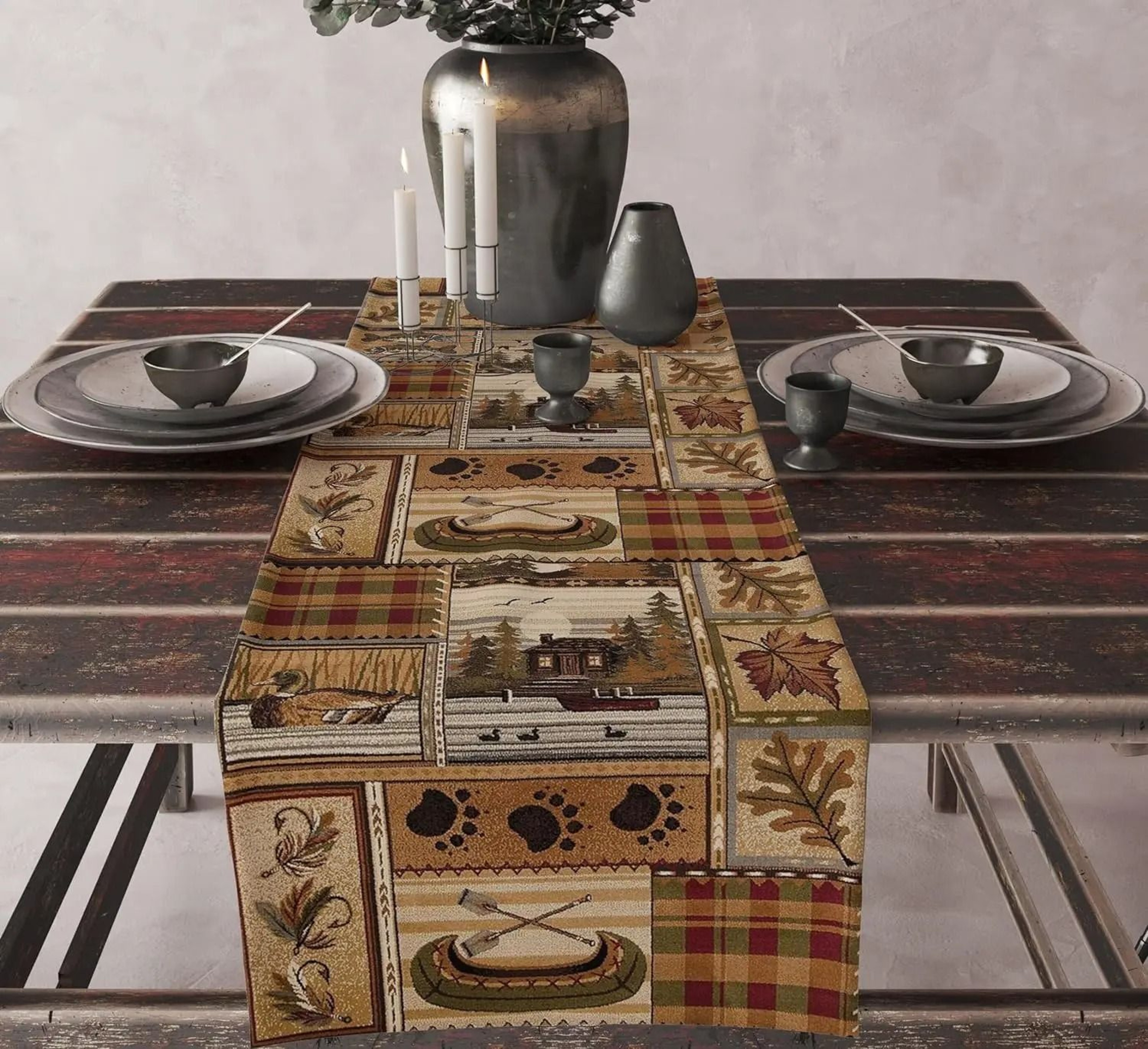 Aztec Ethnic Tribal Style Linen Table Runner  Boho Abstract Geometric Texture For Kitchen Party  Di 12