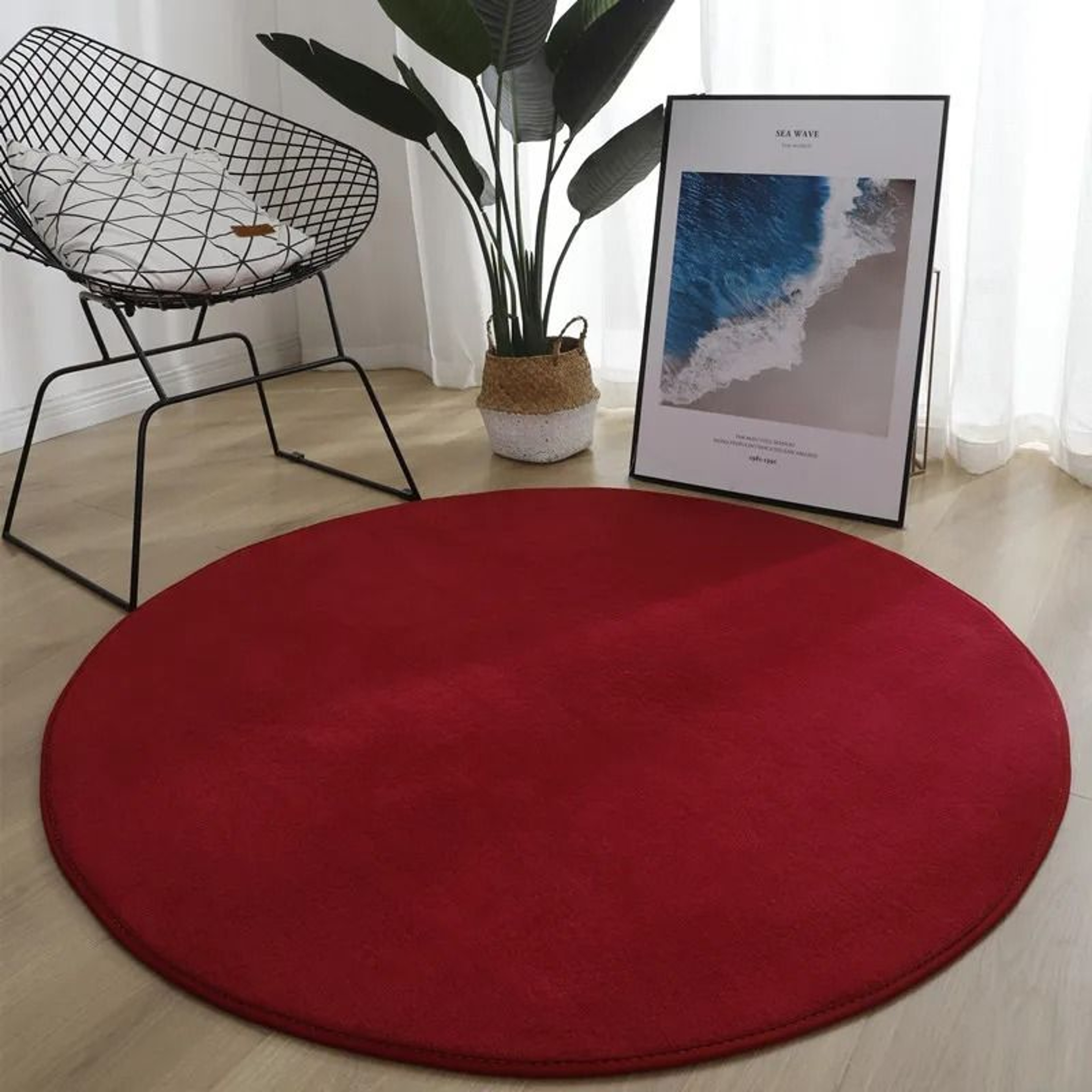 Coral Velvet Circular Rug  Modern Living Room Area Rug Silent  MoistureProof Kids Play Mat In Slate 13
