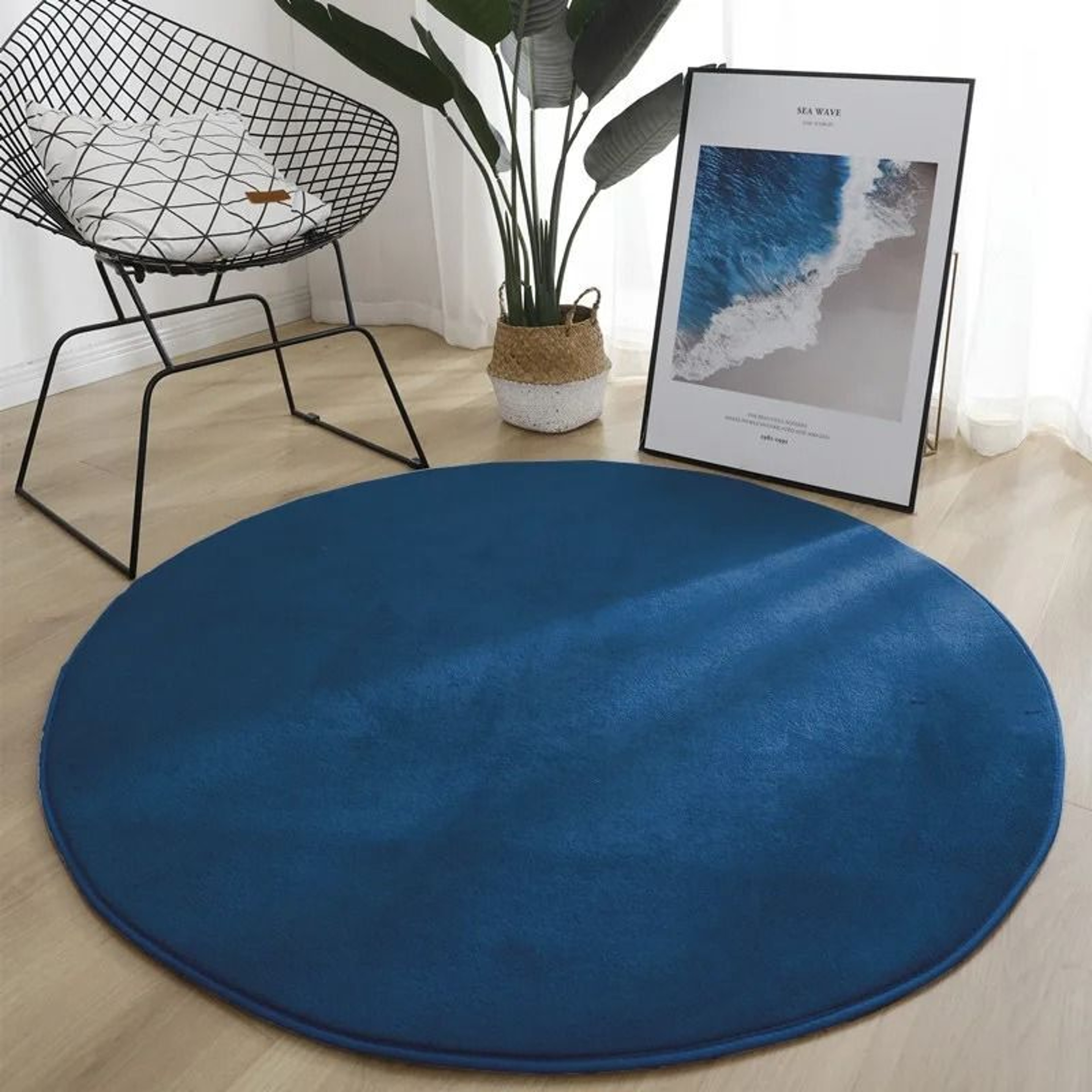 Coral Velvet Circular Rug  Modern Living Room Area Rug Silent  MoistureProof Kids Play Mat In Slate 15