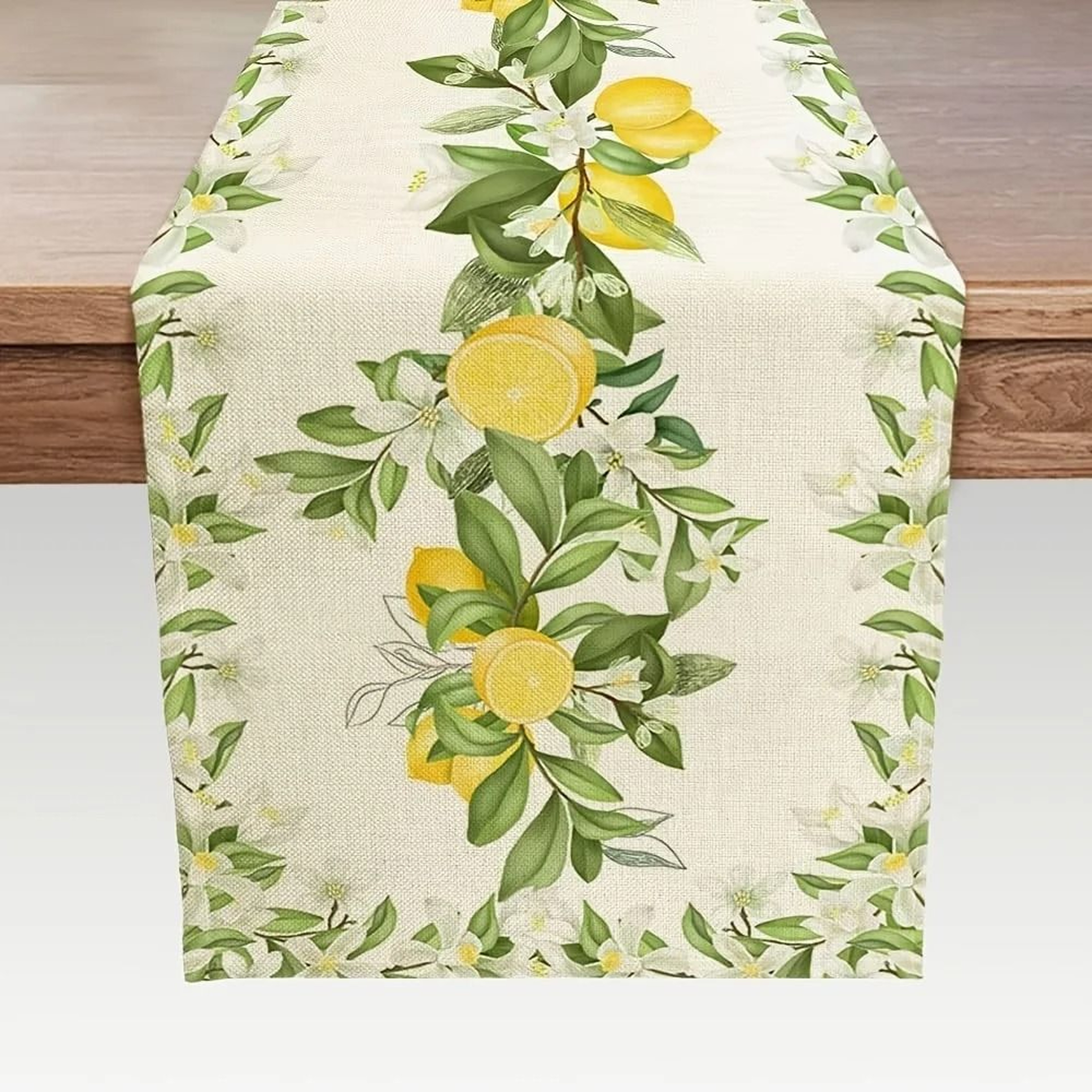 Spring Summer Lemon  Floral Linen Table Runner  Refreshing Seasonal Dresser Scarf  Botanical Holida 6