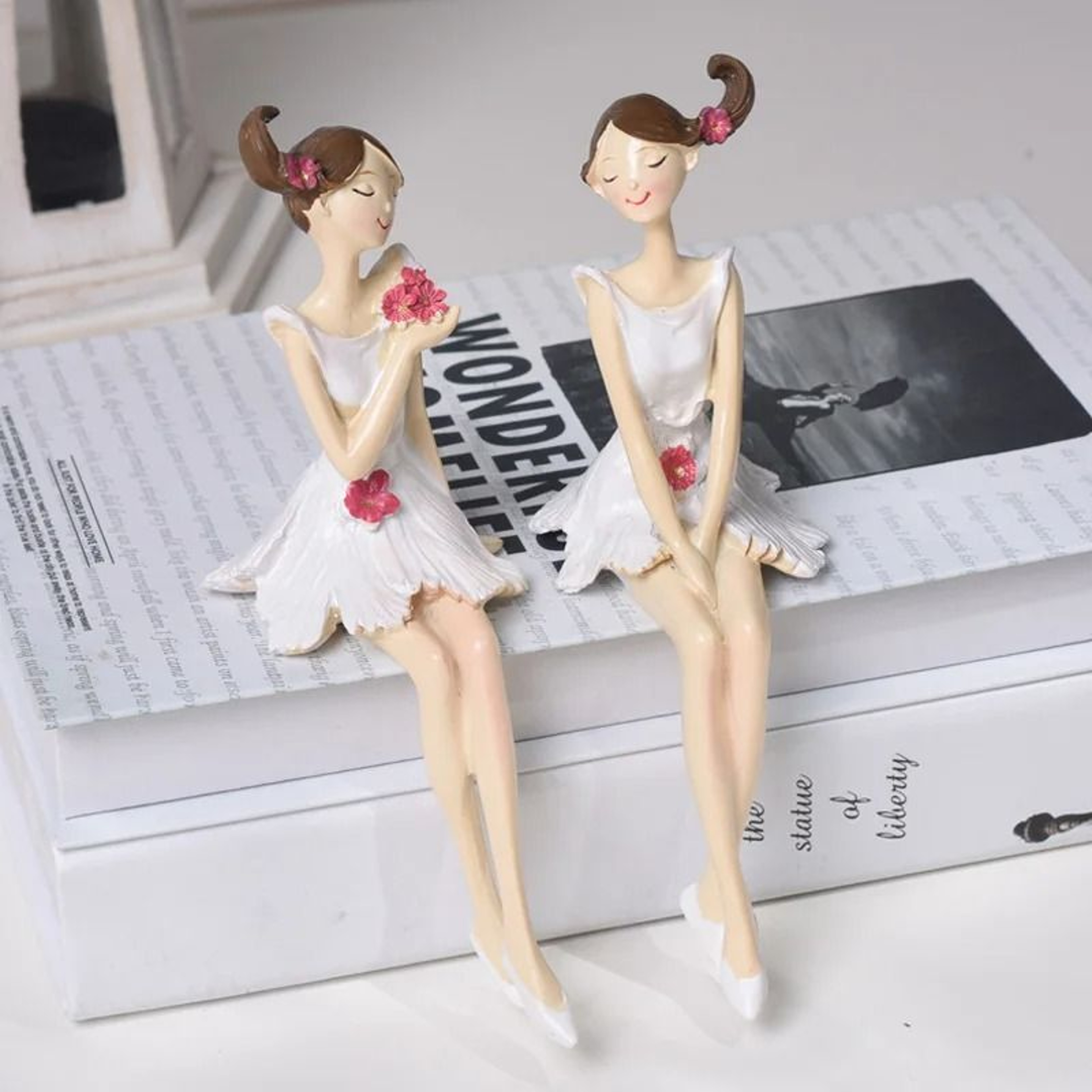 2Piece Celestial Angel Resin Set  Elegant Fairy Figurines For Wedding Gifts  Modern Nordic Garden D 7