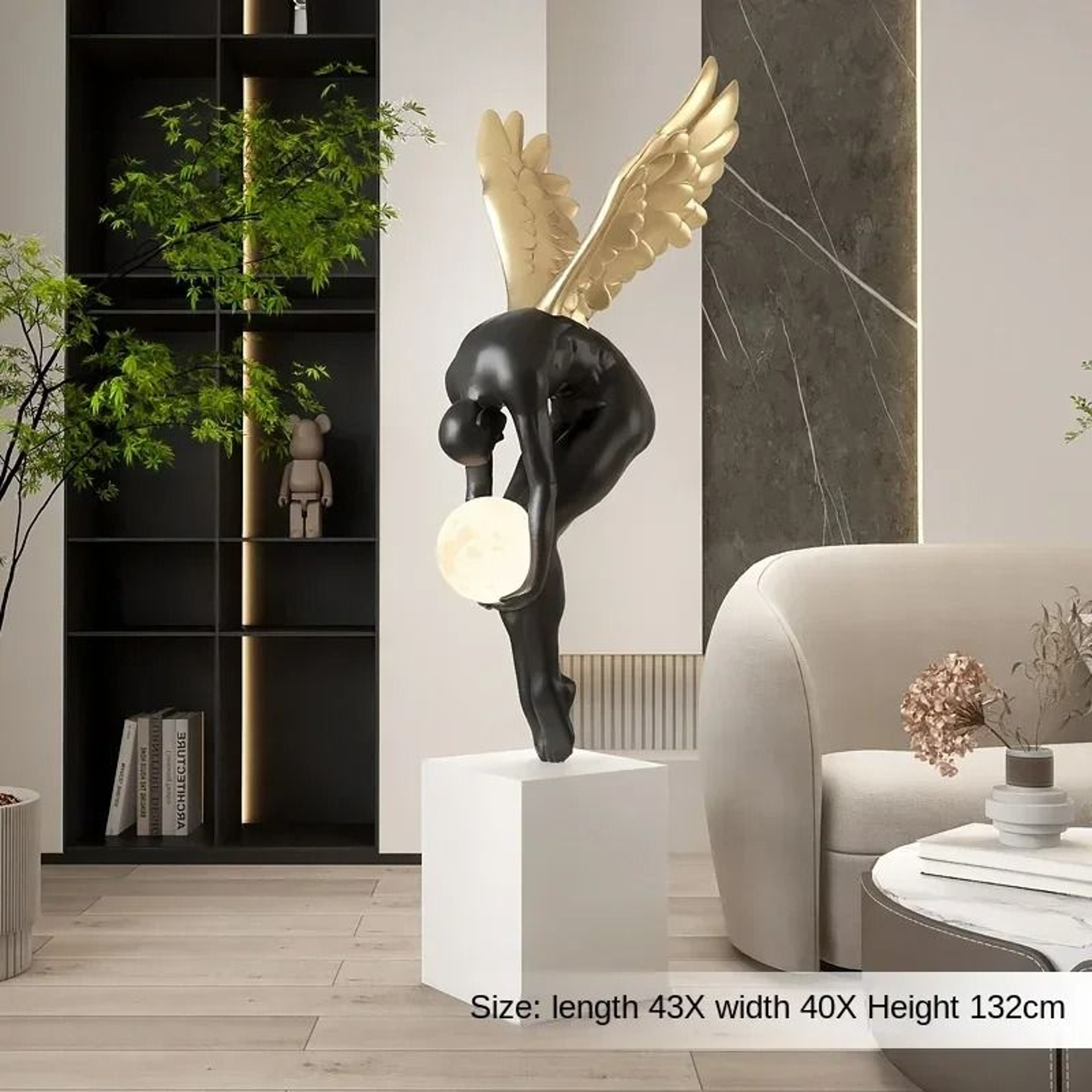Luminous Wing Figure Model Sculpture  Large Nordic Style Resin Statue  Modern Living Room Luxury Or 7