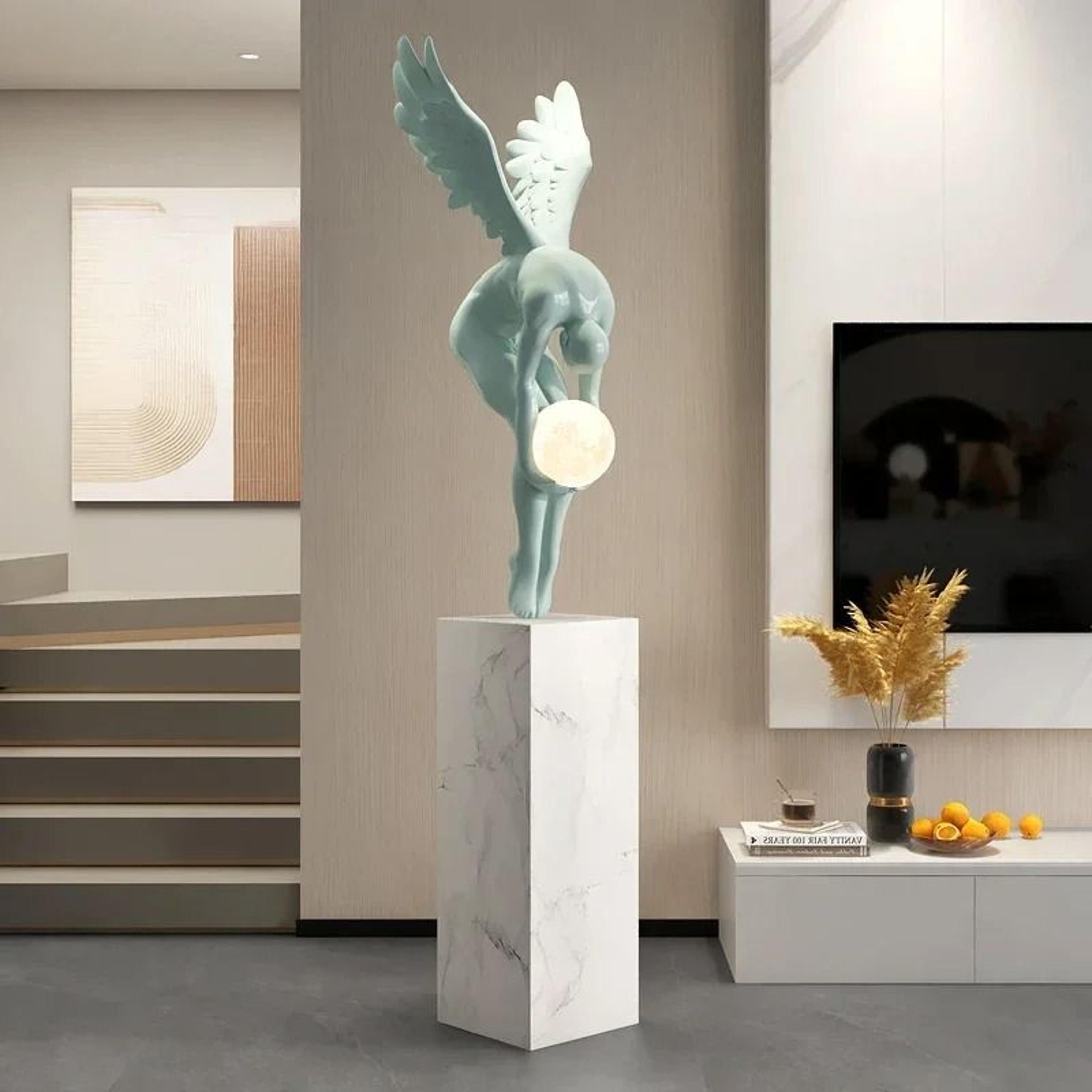 Luminous Wing Figure Model Sculpture  Large Nordic Style Resin Statue  Modern Living Room Luxury Or 5