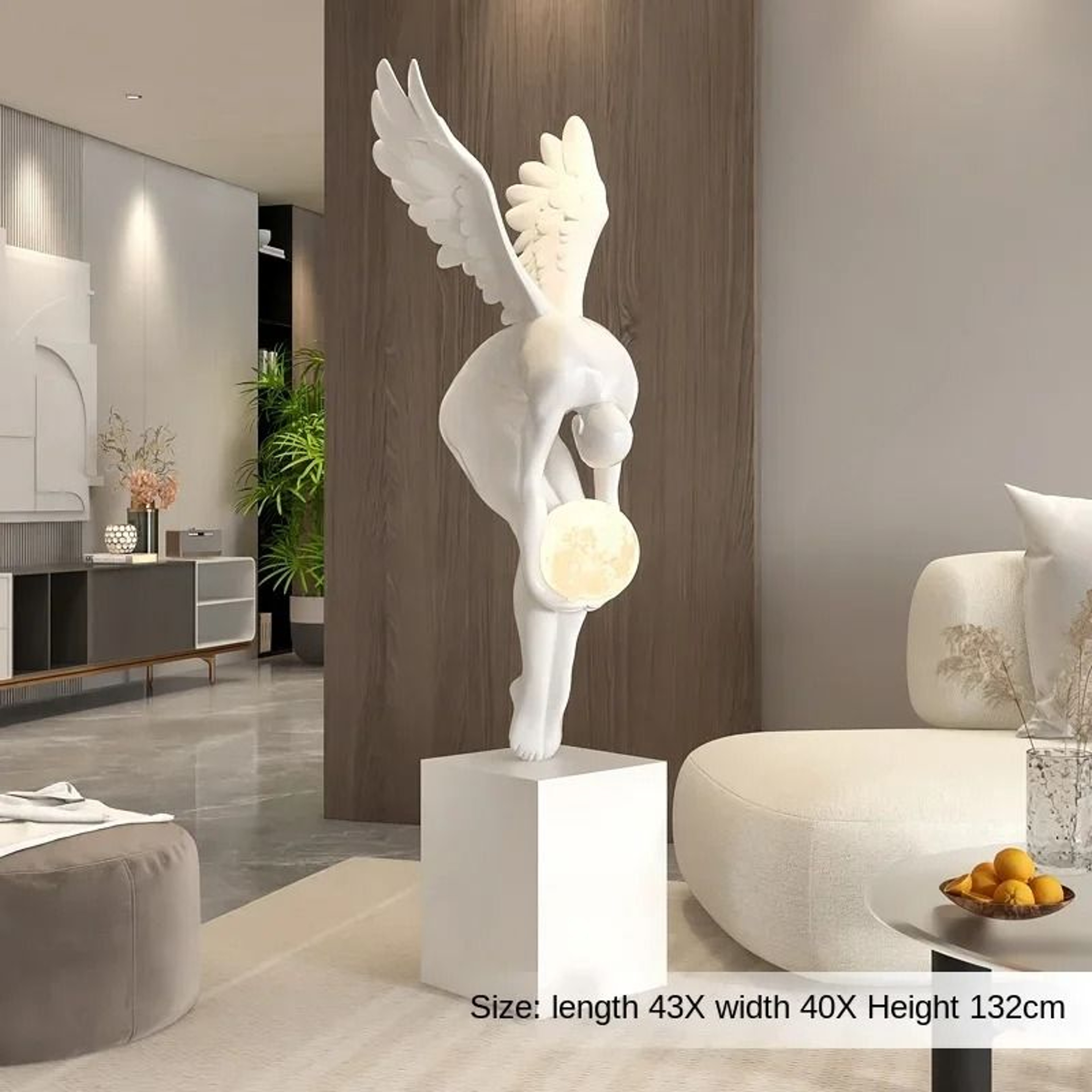 Luminous Wing Figure Model Sculpture  Large Nordic Style Resin Statue  Modern Living Room Luxury Or 6
