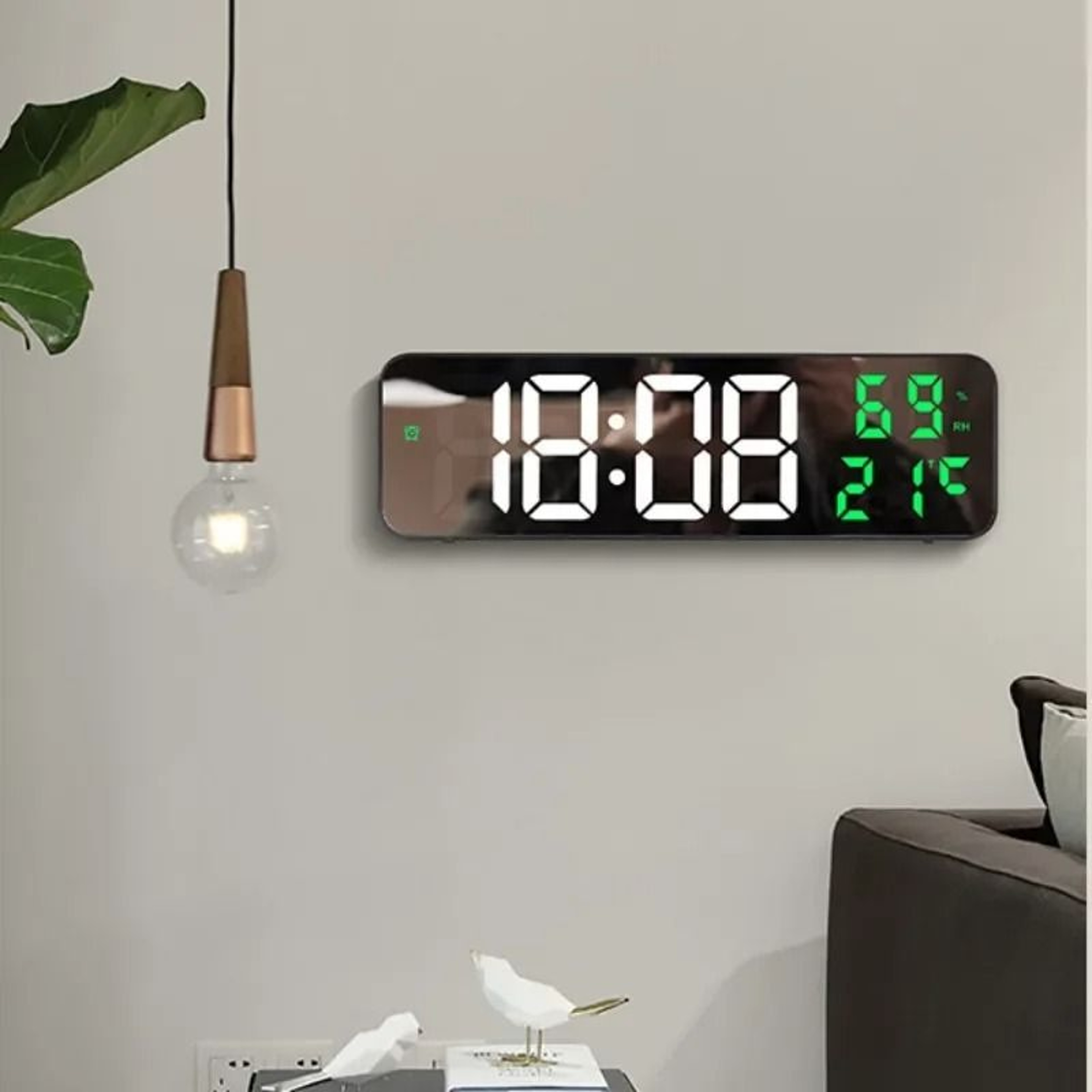9Inch Large Digital LED Wall Clock  Modern Smart Display With Temperature Humidity  Night Mode Sens 0