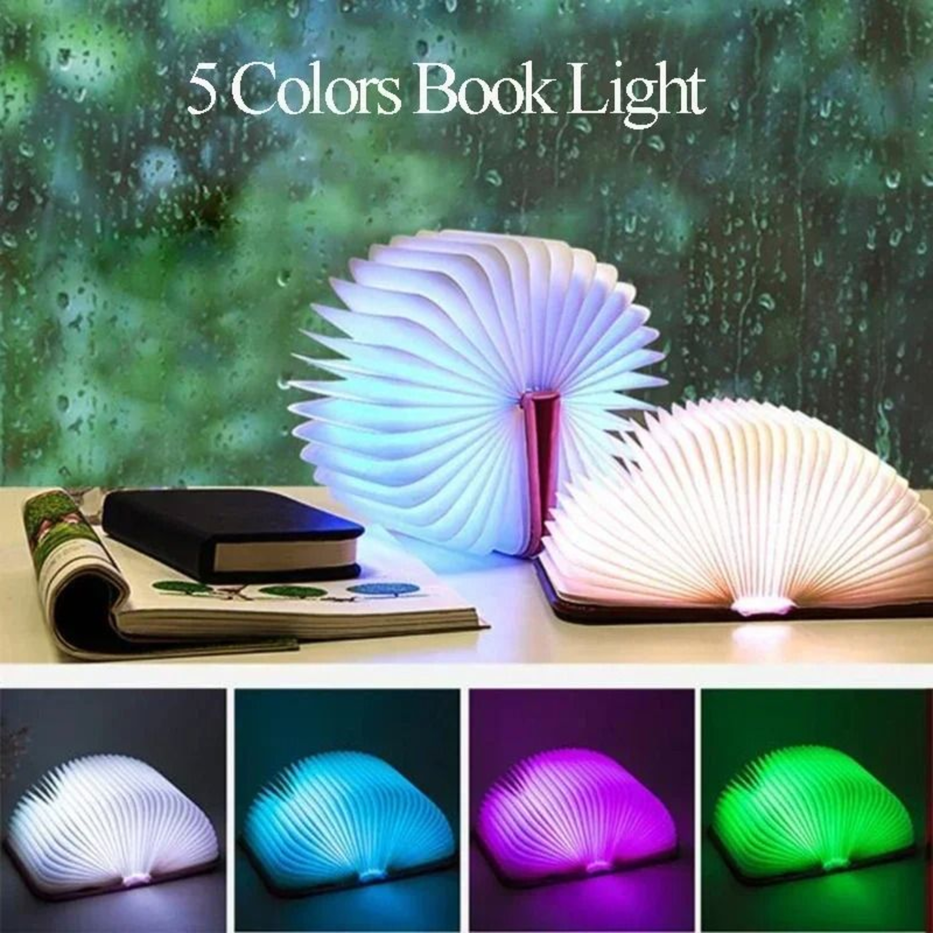 3D Folding Wooden LED Book Light  RGB ColorChanging Creative Night Light For Modern Bedrooms  Desks 2
