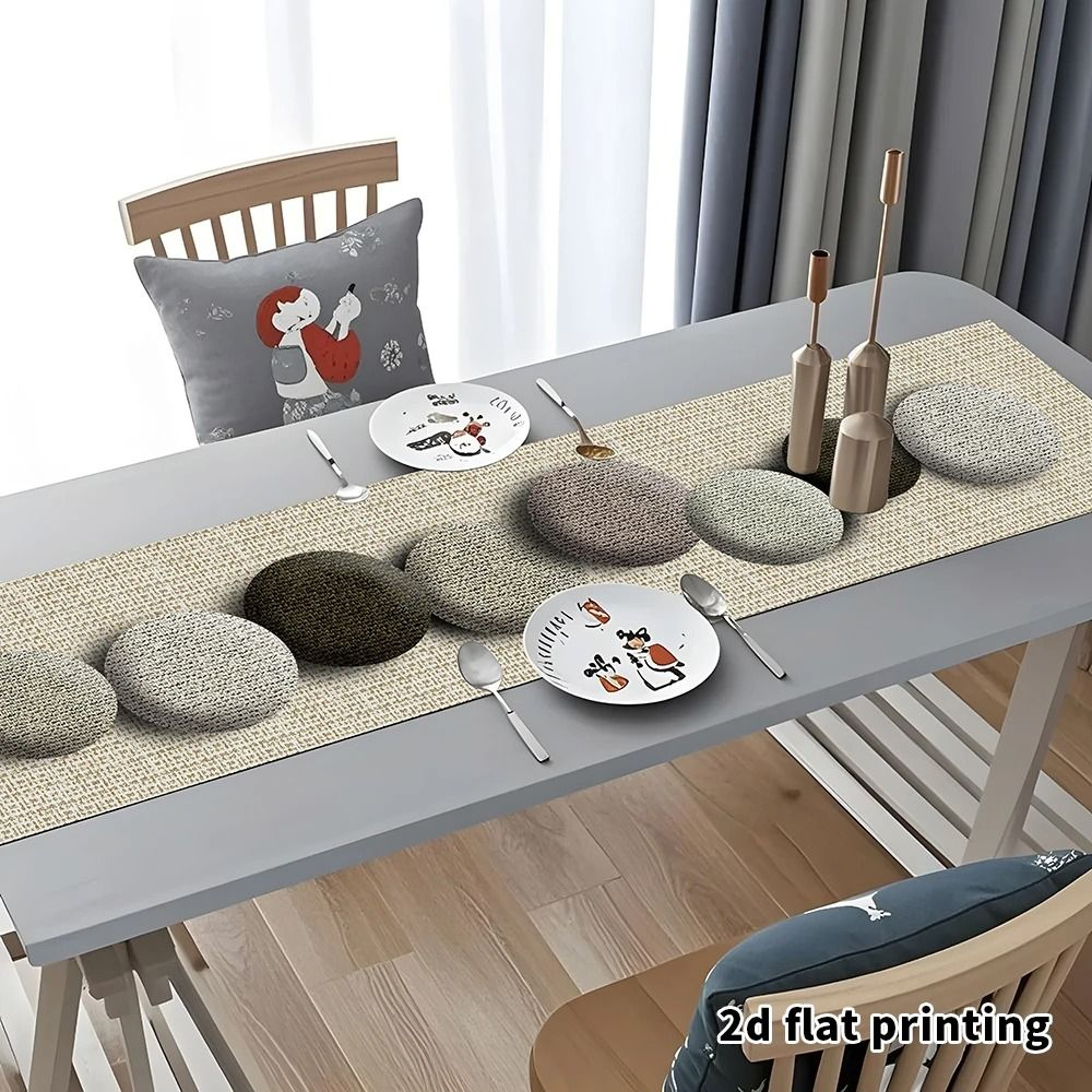 Pebble Pattern Textured Table Runner  EarthToned Neutral Fabric For Modern Minimalist Dining  Home  4