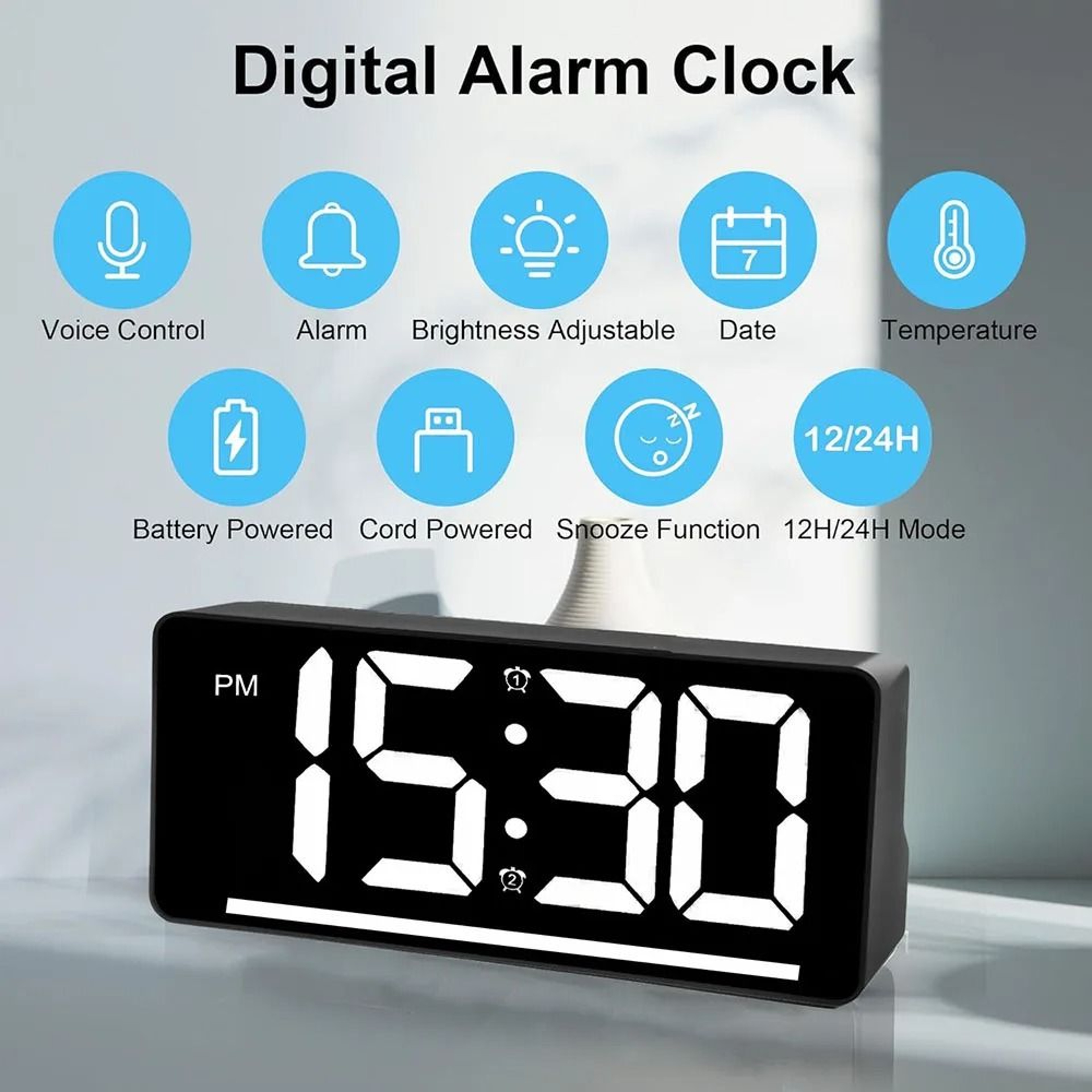 Large Display Smart Digital Alarm Clock 5