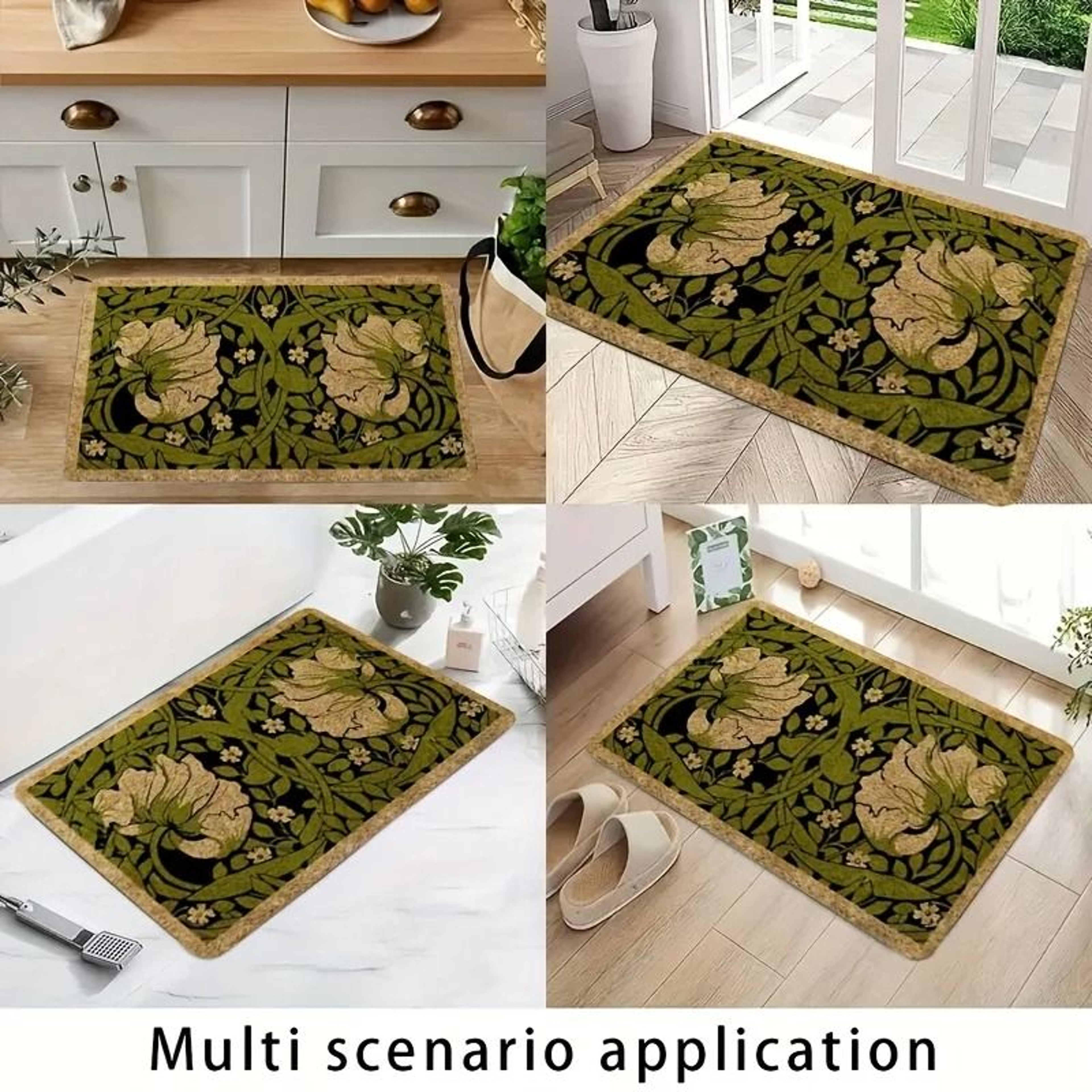Green Welcome Floral Botanical Doormat 4