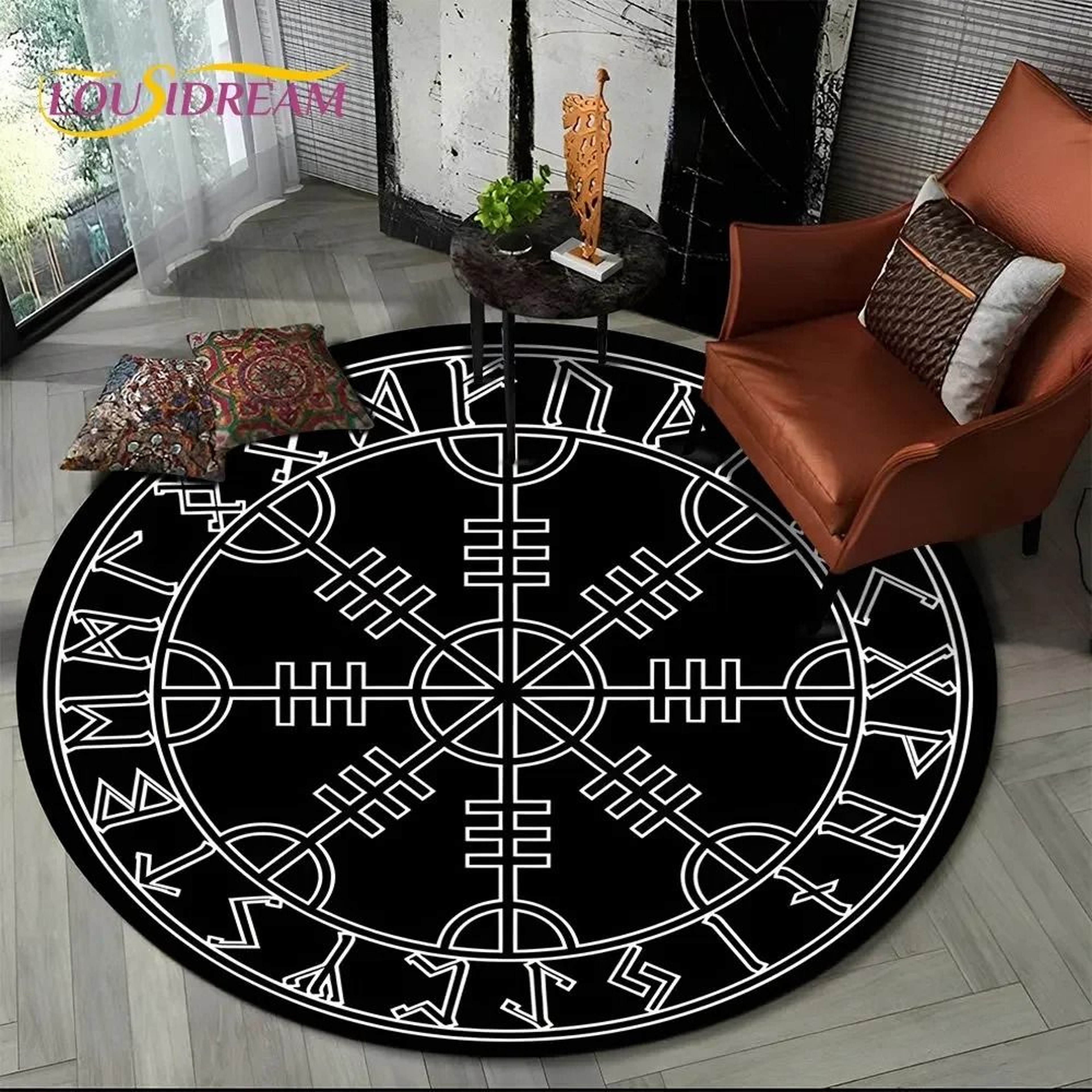 Viking Yggdrasil  Valknut Round Area Rug 15