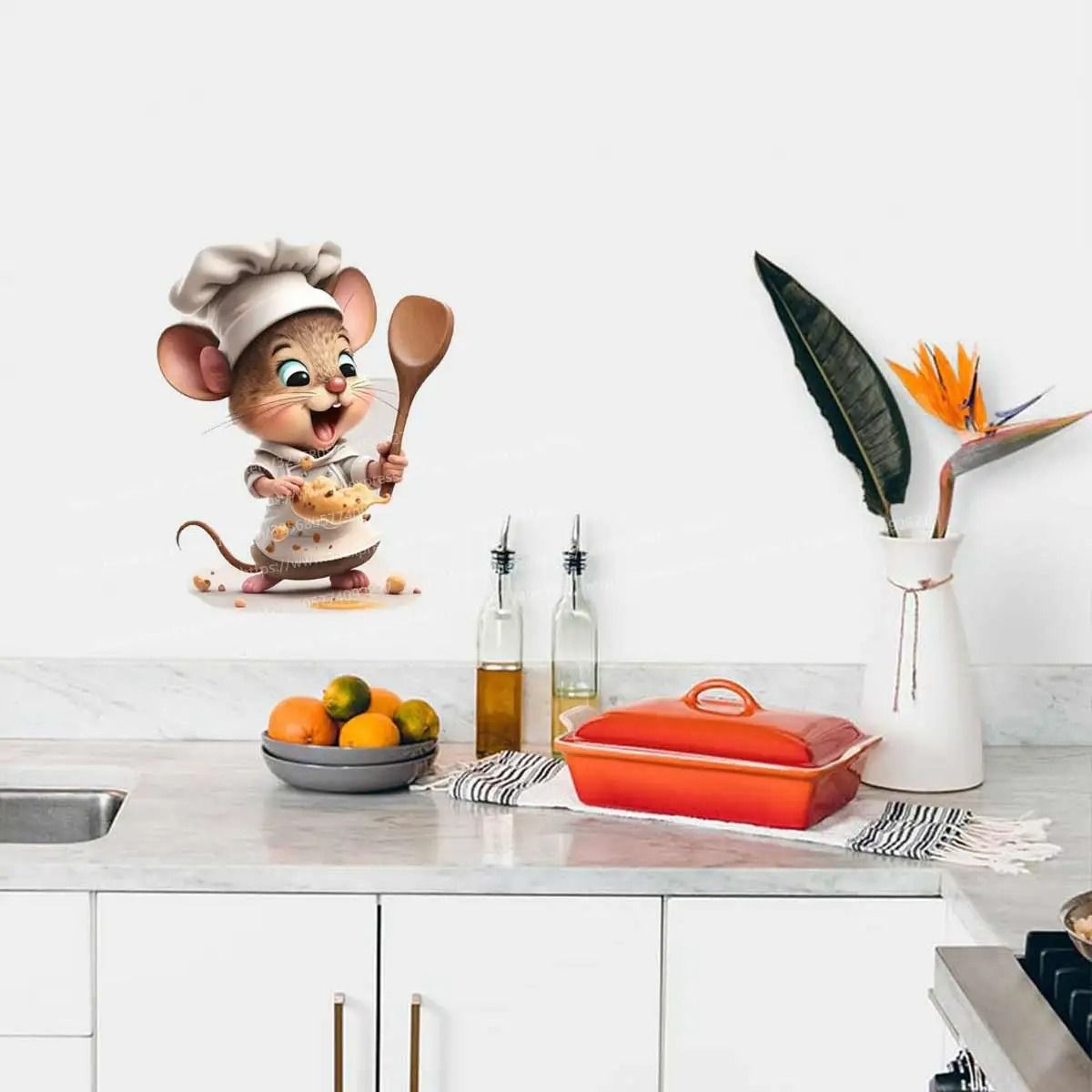 Creative Cute Chef Mouse SelfAdhesive Wall Sticker 5