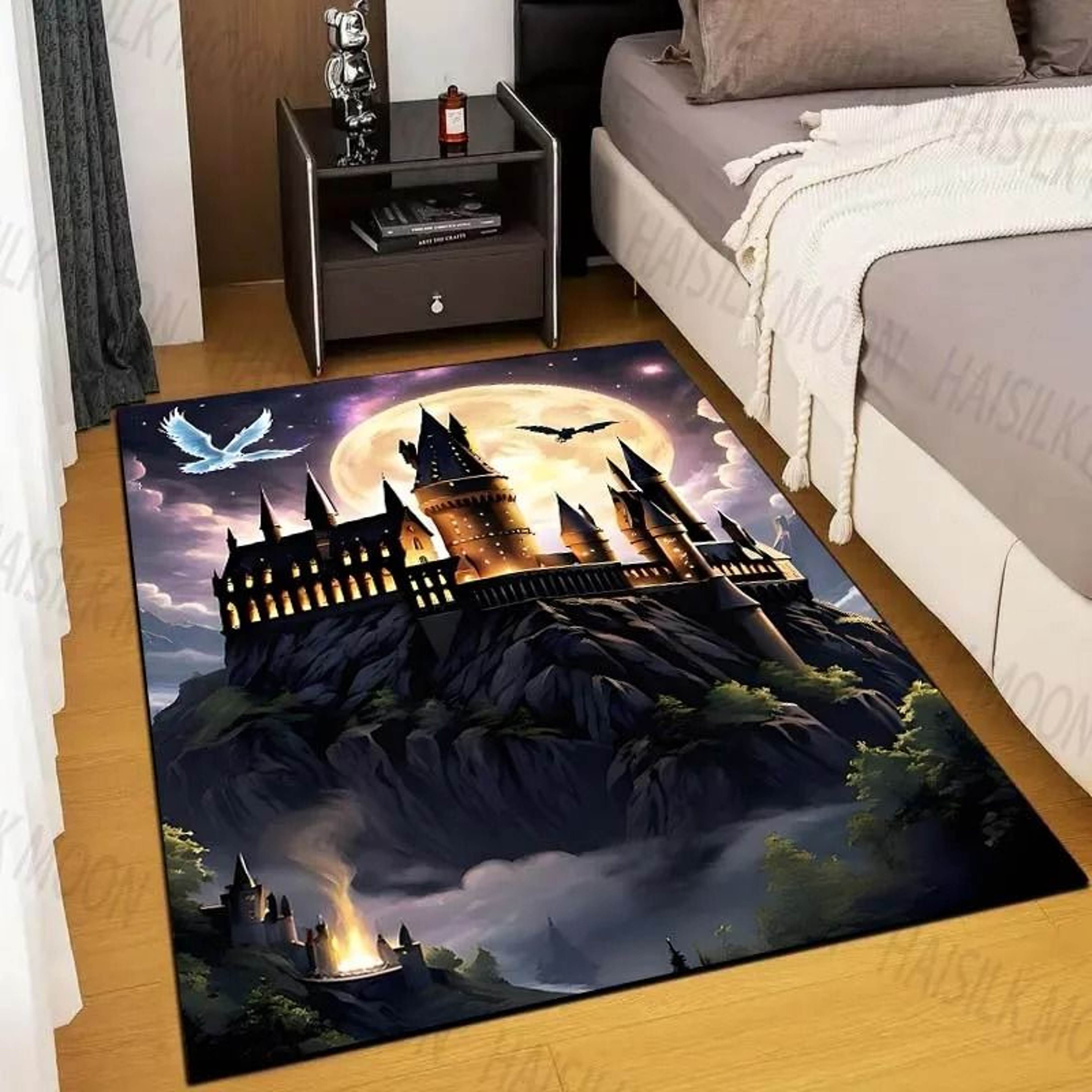 Magic School Castle Print Area Rug 12