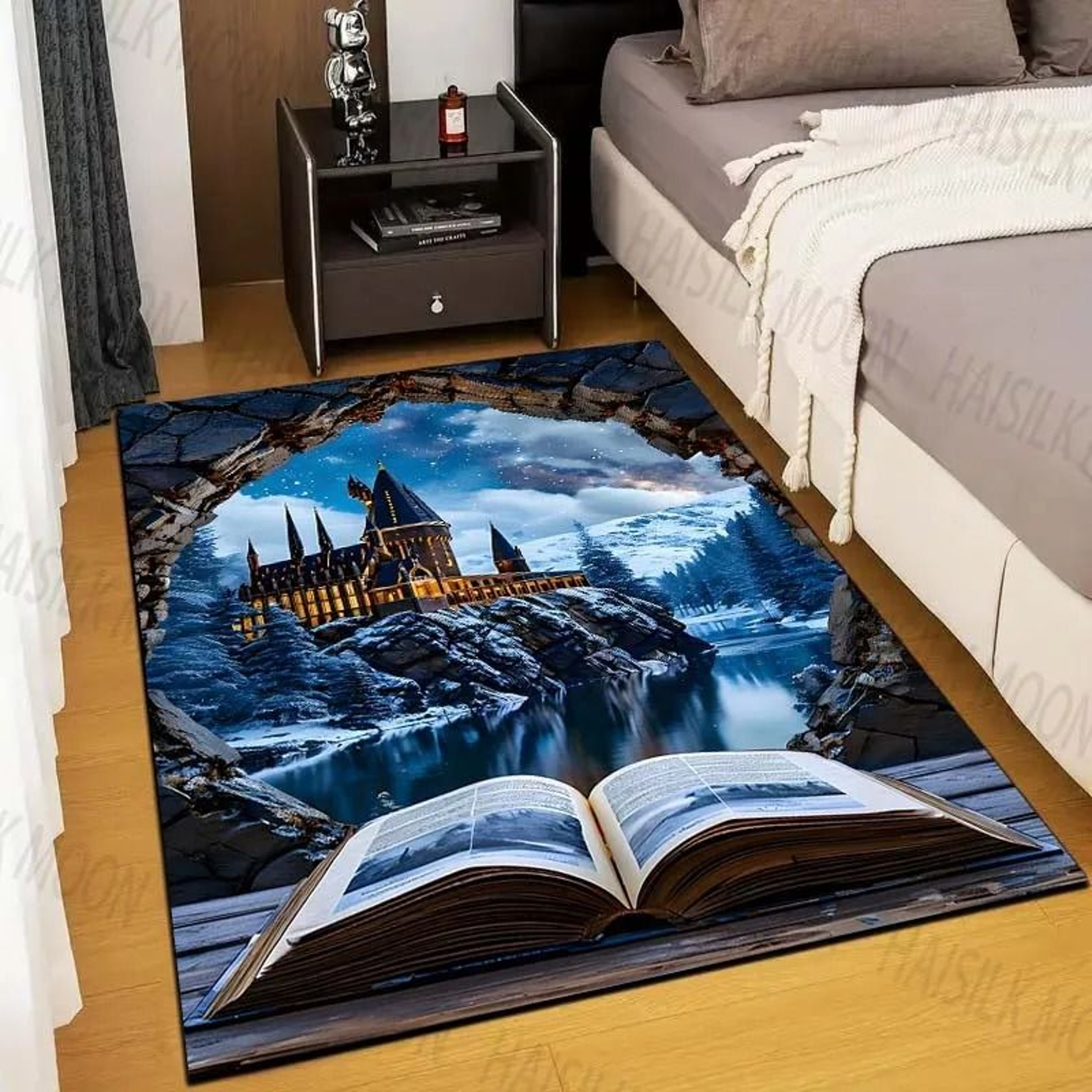 Magic School Castle Print Area Rug 16